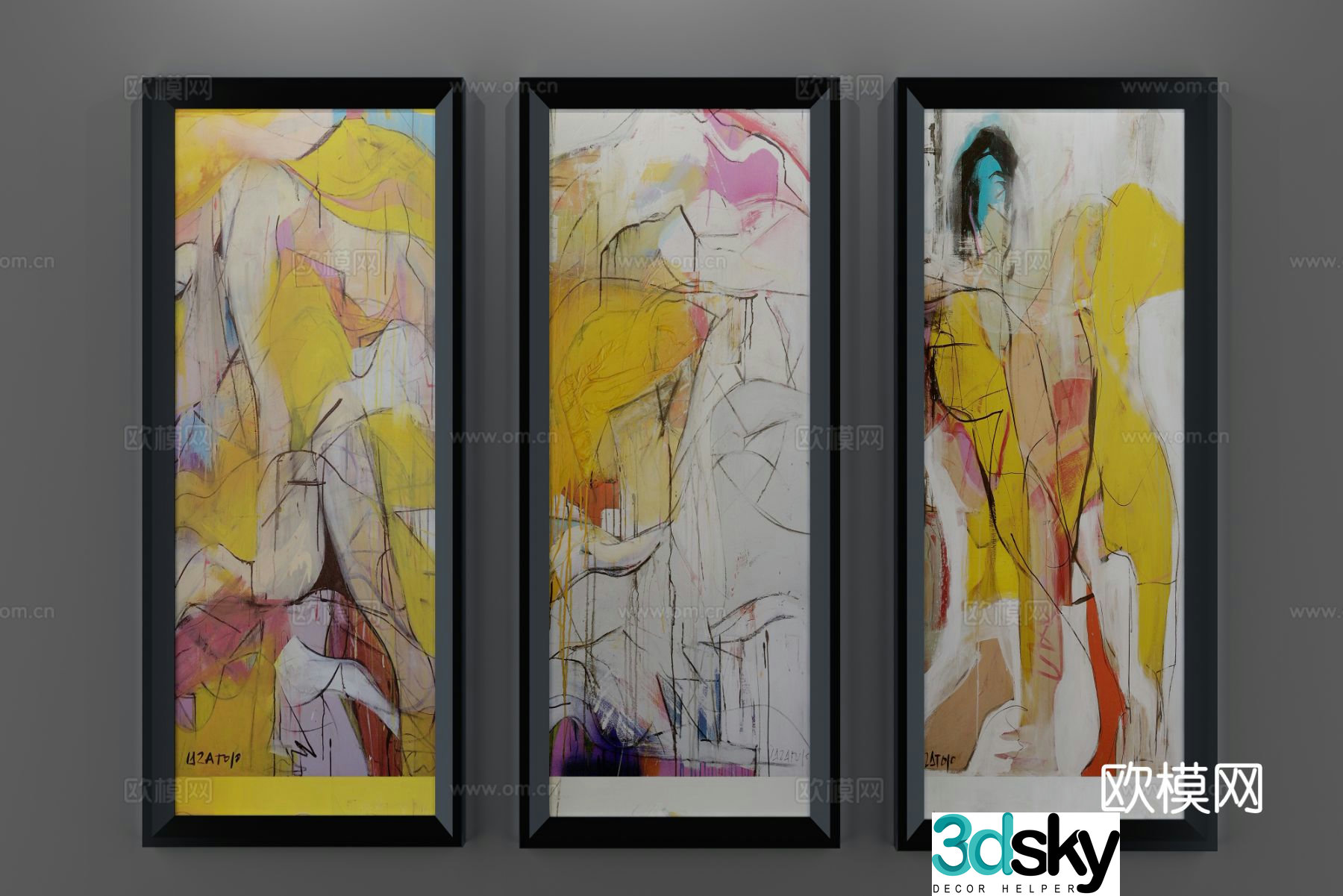 Modern texture painting decorative painting 3d model