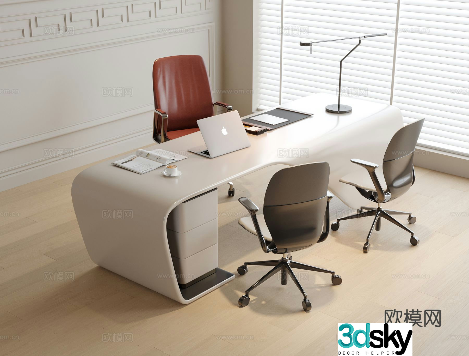 Modern boss desk executive desk 3d model