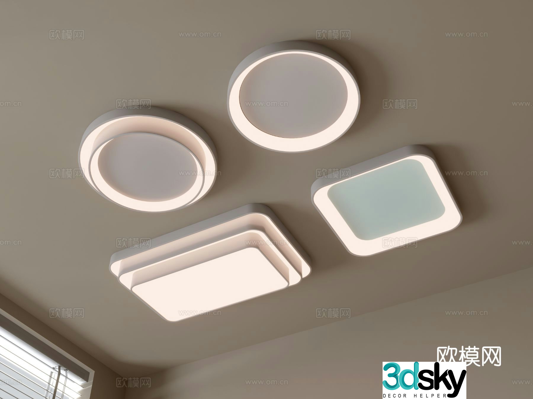 Geometric ceiling lamp bedroom lamp 3d model