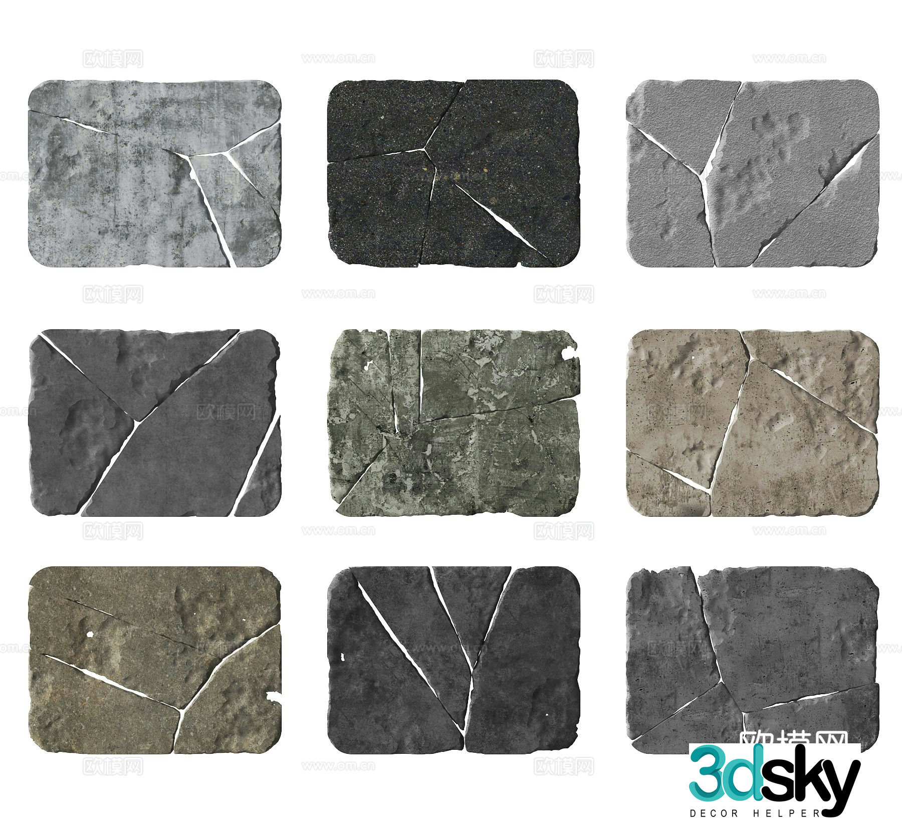 modern stone slate stone 3d model