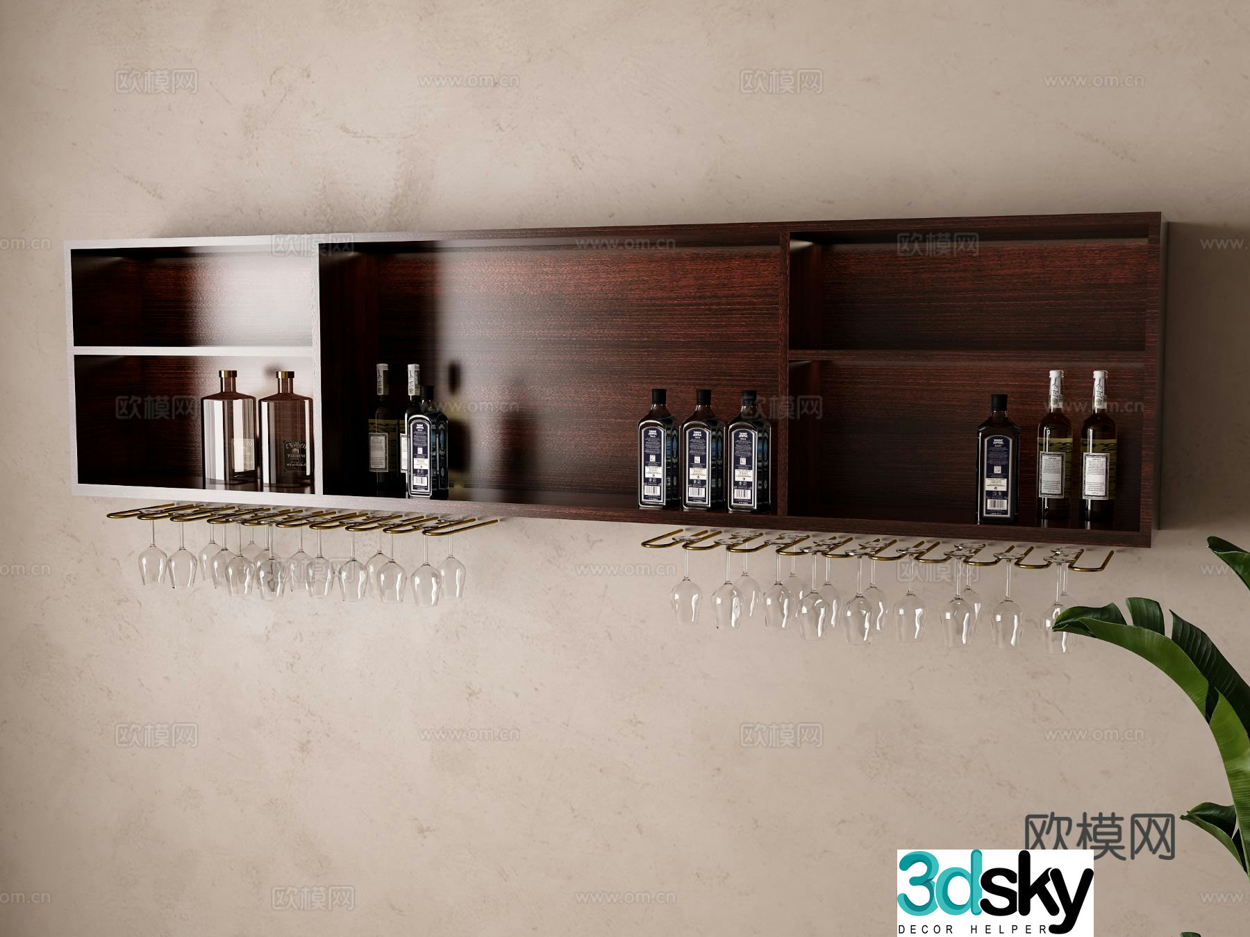 American wine cabinet wine rack 3d model
