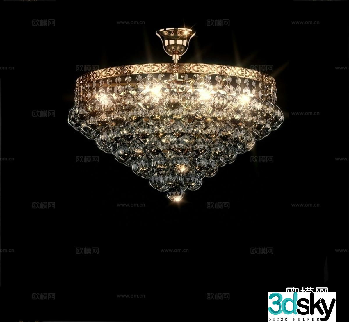 Maytoni Italian light luxury crystal lamp metal chandelier glass chandelier 3D model