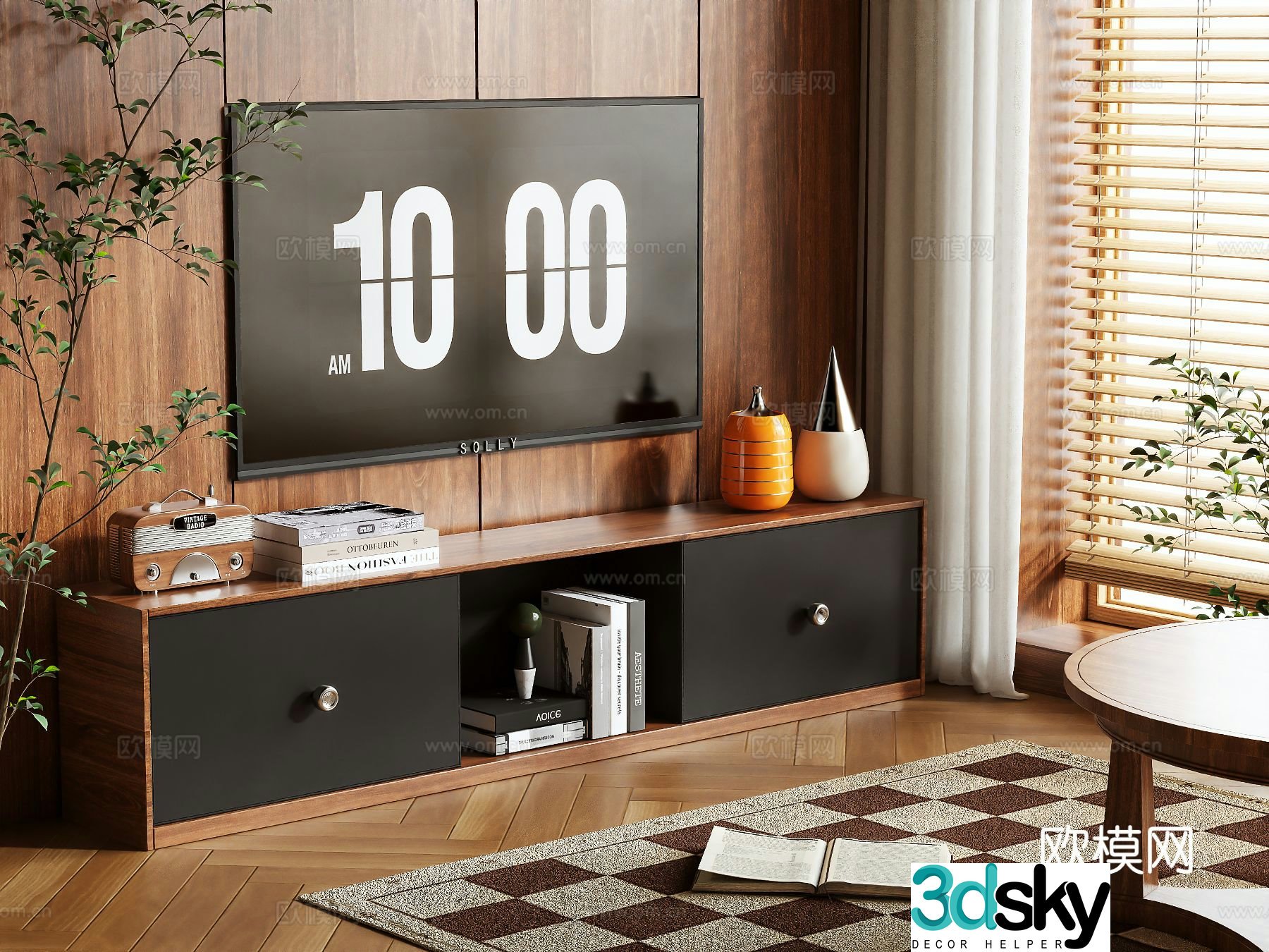 Medieval style TV cabinet 3D model