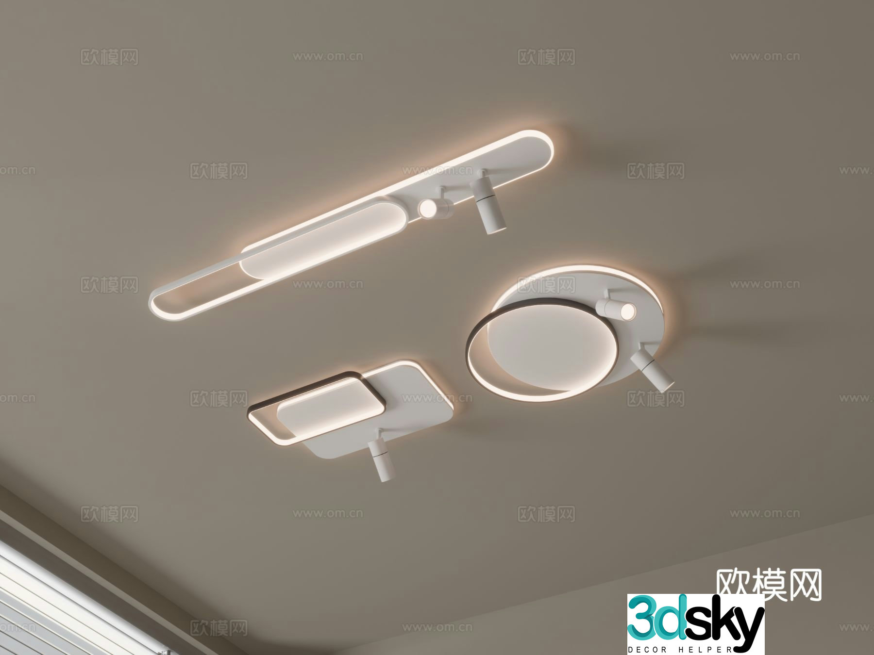 Geometric ceiling lamp bedroom lamp 3d model