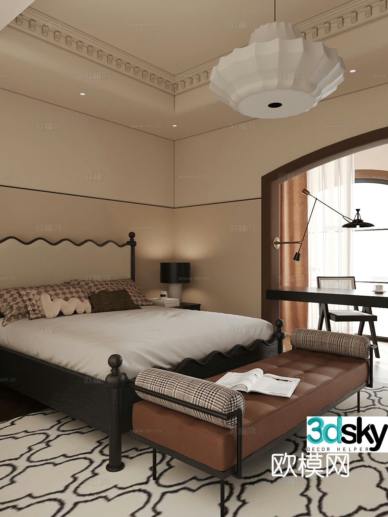 Medieval style bedroom master bedroom 3d model