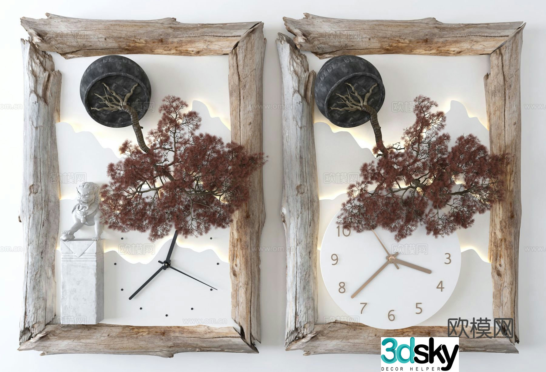 Clock wall decoration plant hanging 3d model