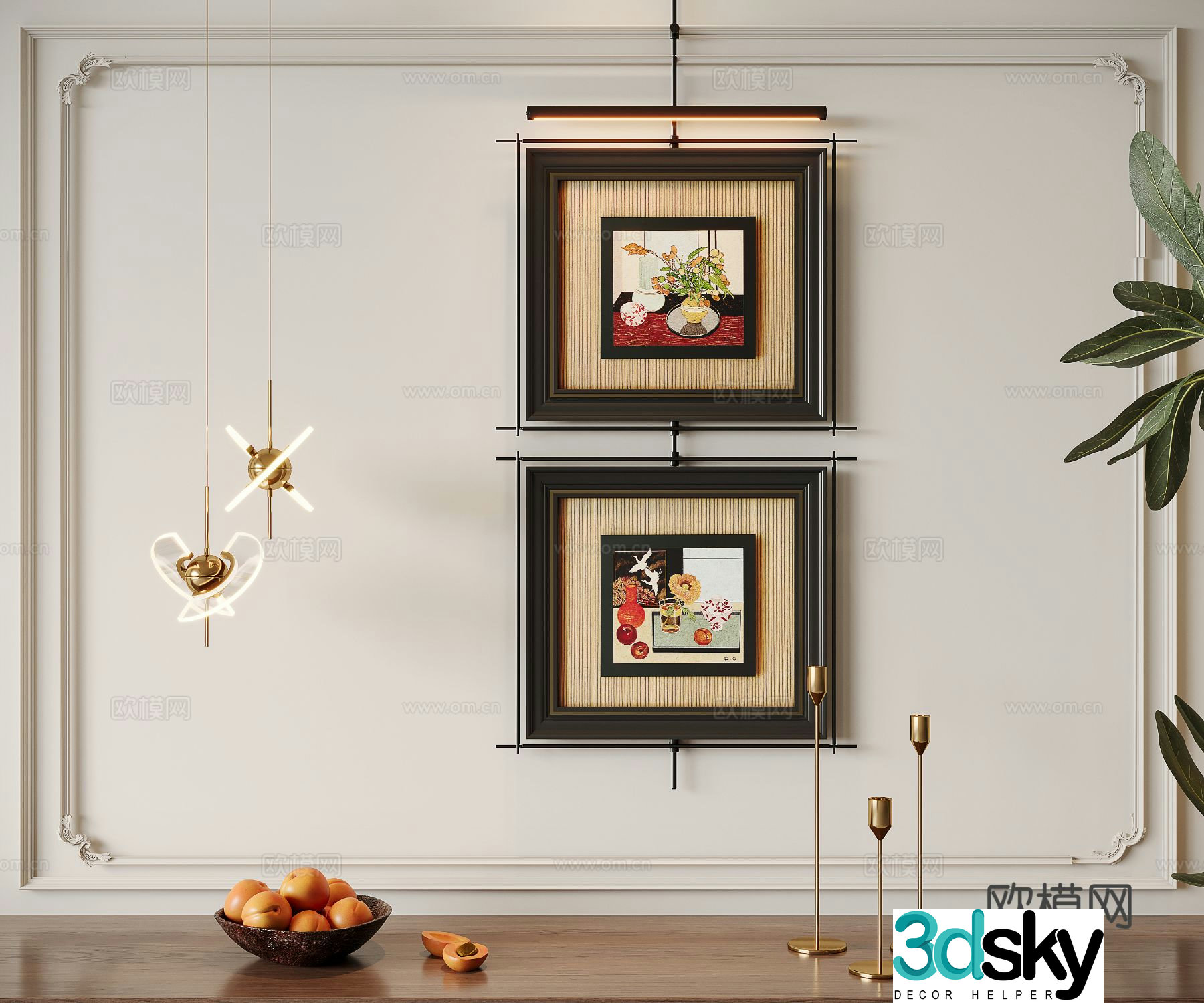 French retro decorative painting fruit hanging painting 3d model