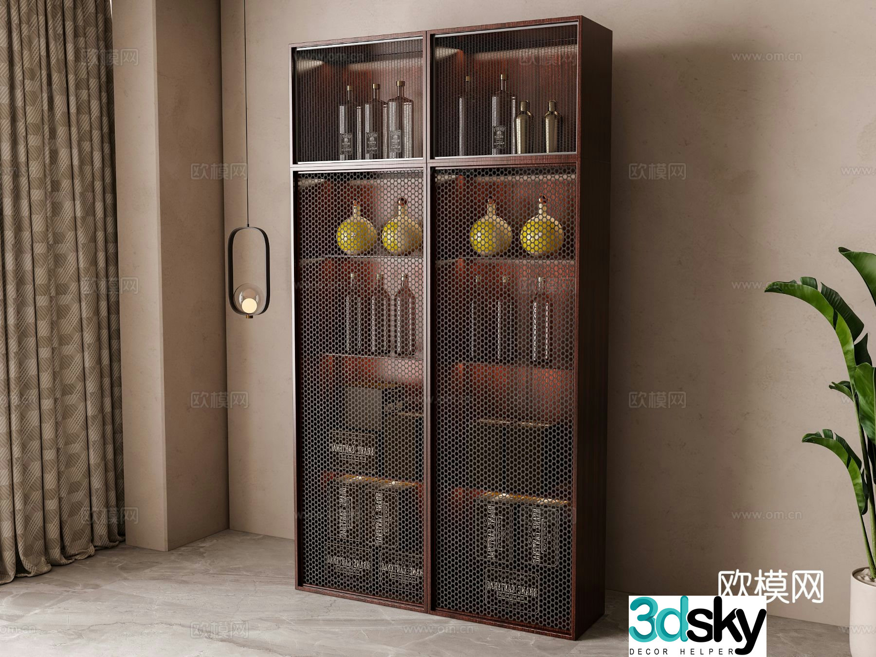 American wine cabinet 3d model