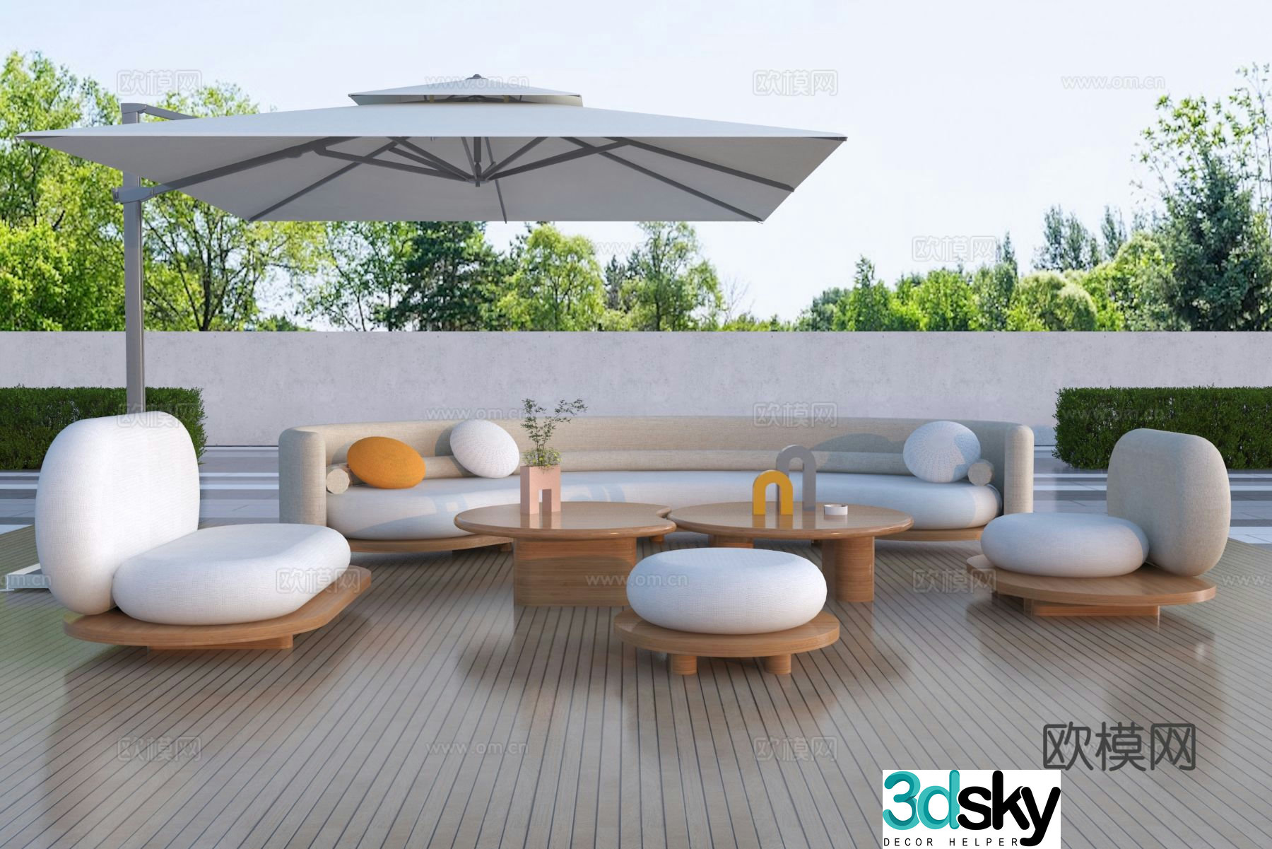 Outdoor sofa modular sofa 3d model