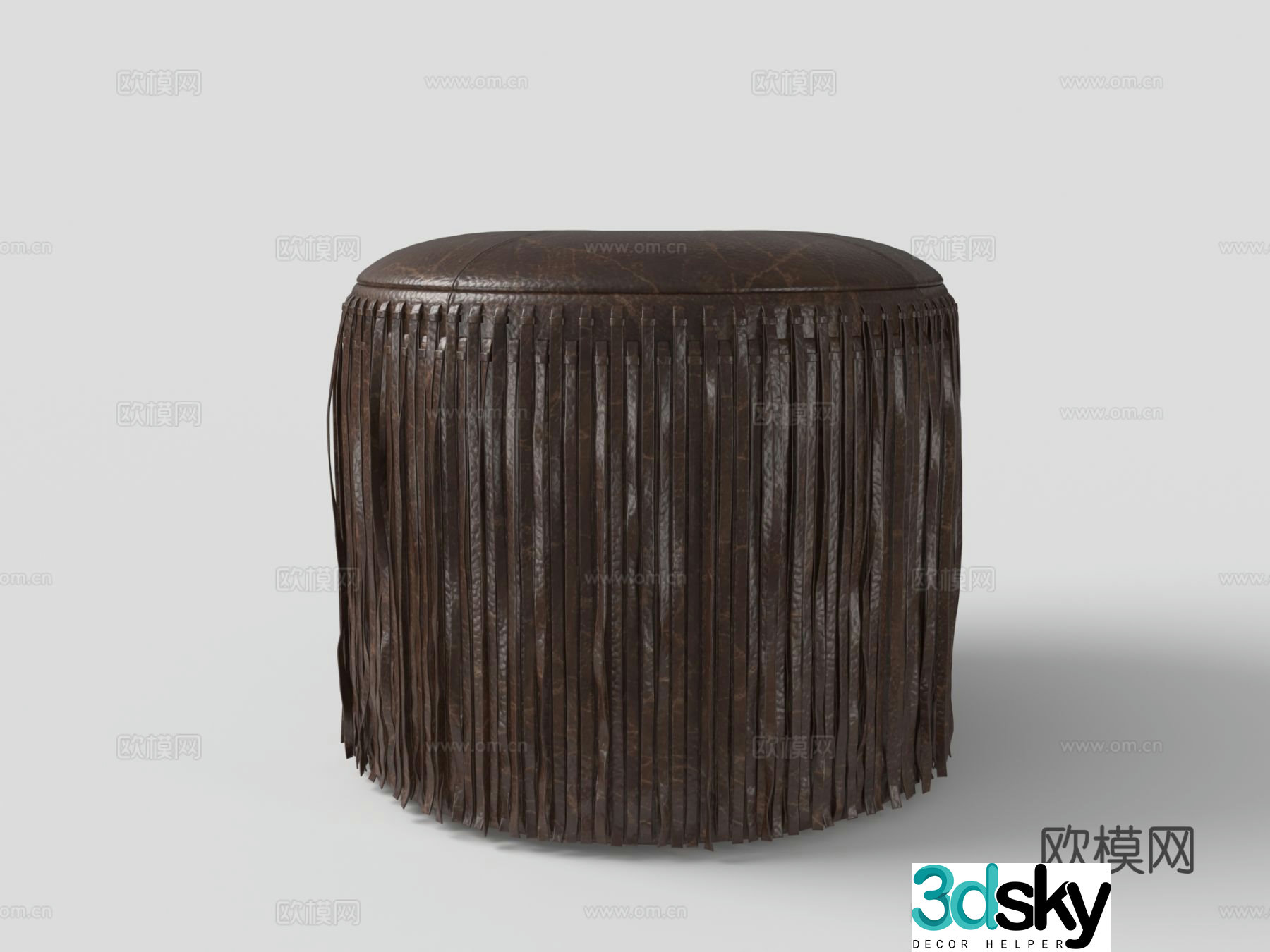 Modern leather flower spike leather pier stool stool 3d model