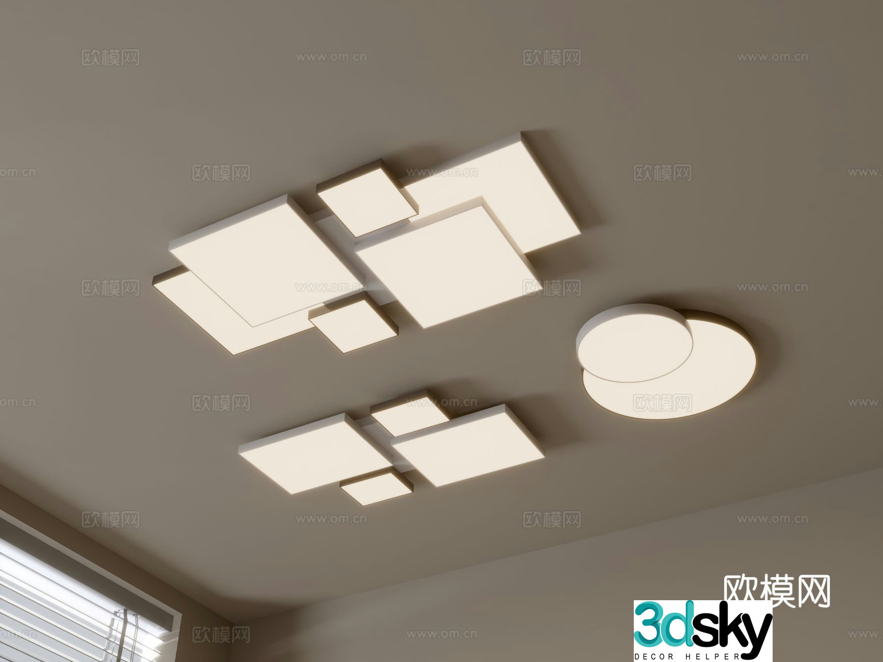Modern geometric ceiling lamp 3d model