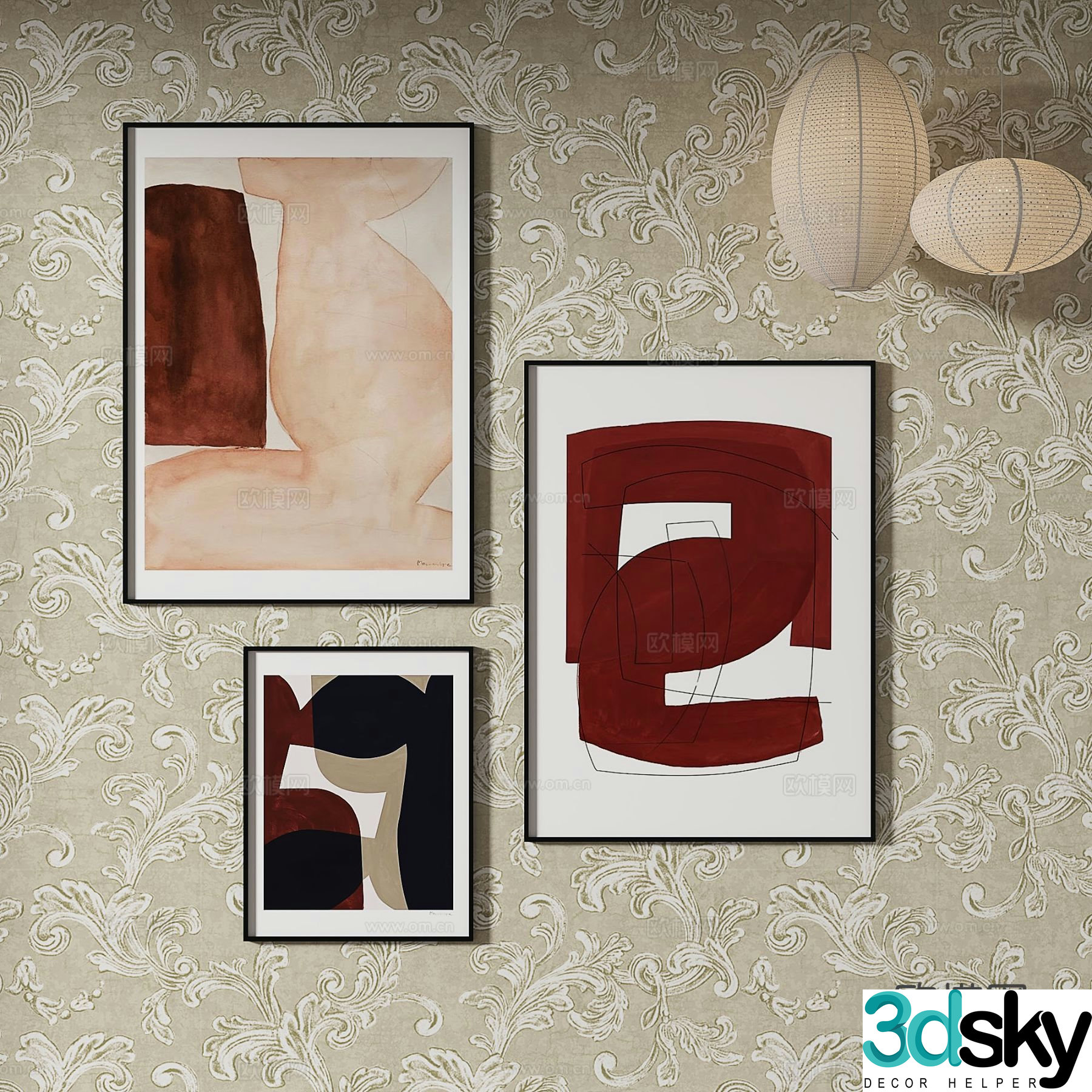 Simple European decorative painting art painting hanging painting 3D model
