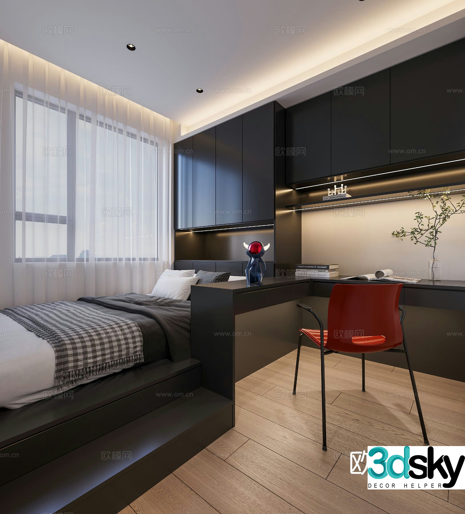 Modern tatami bedroom 3d model
