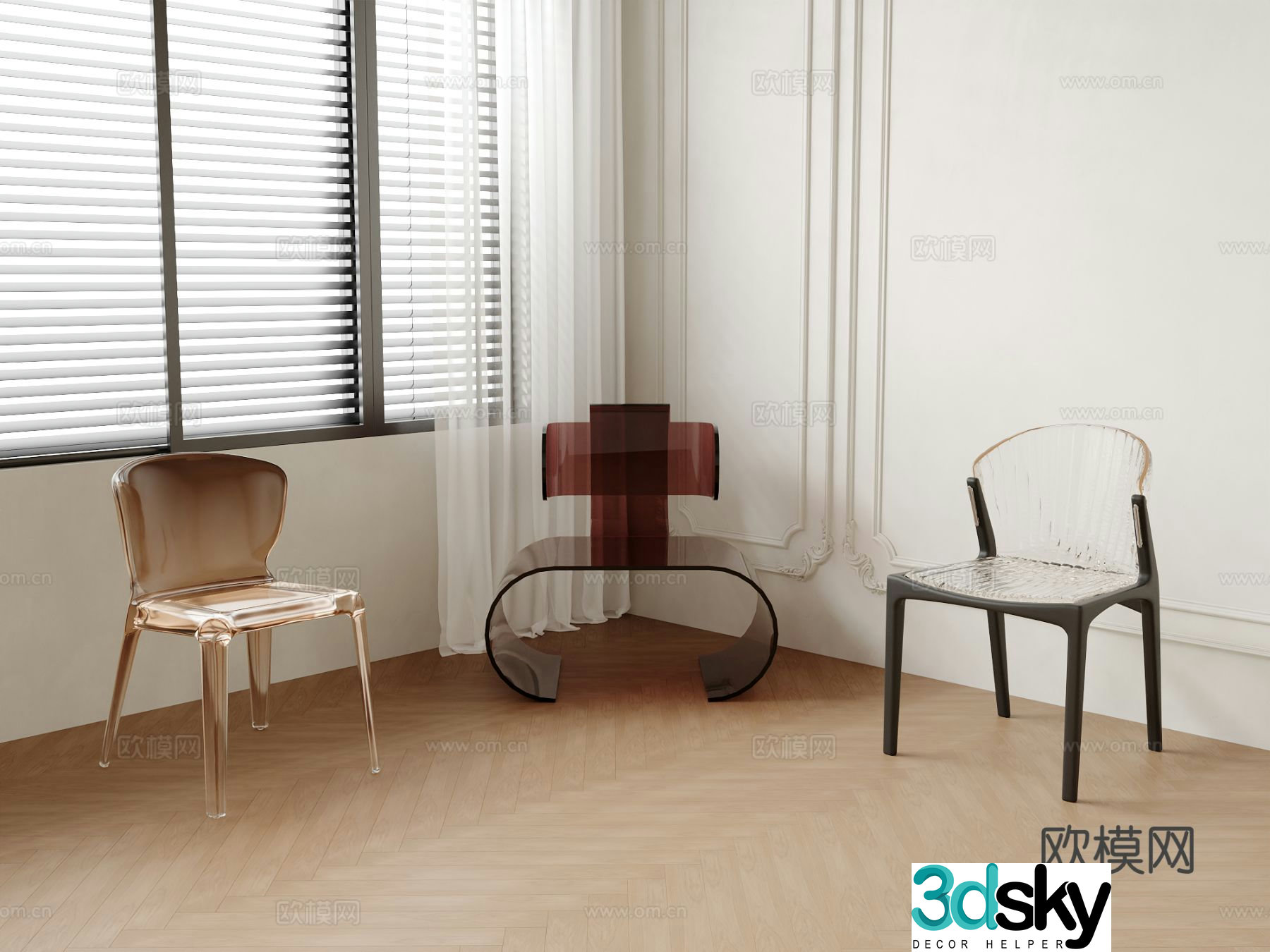 Transparent chair acrylic dining chair 3d model