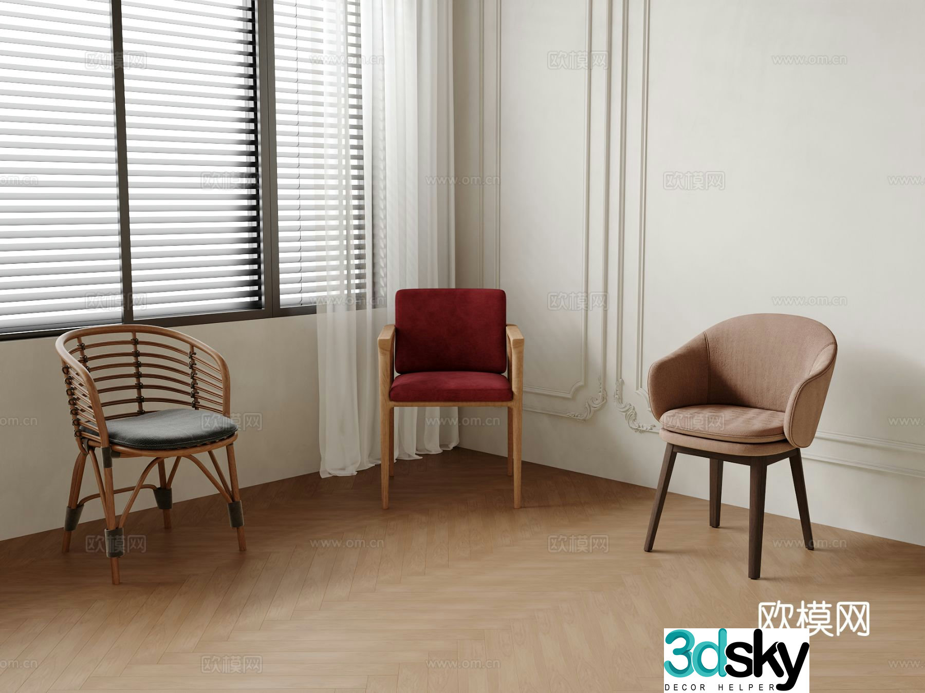Single chair dining chair sofa chair 3d model