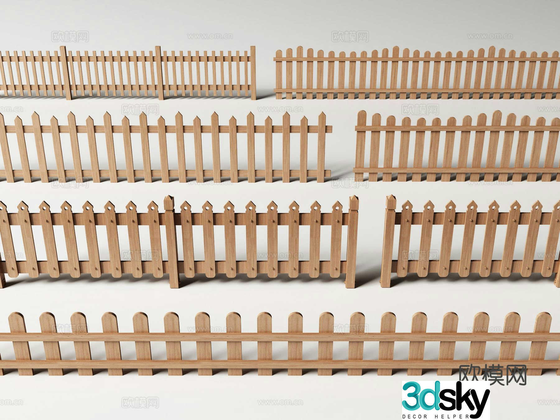 modern fence fence guardrail wooden fence garden fence 3d model