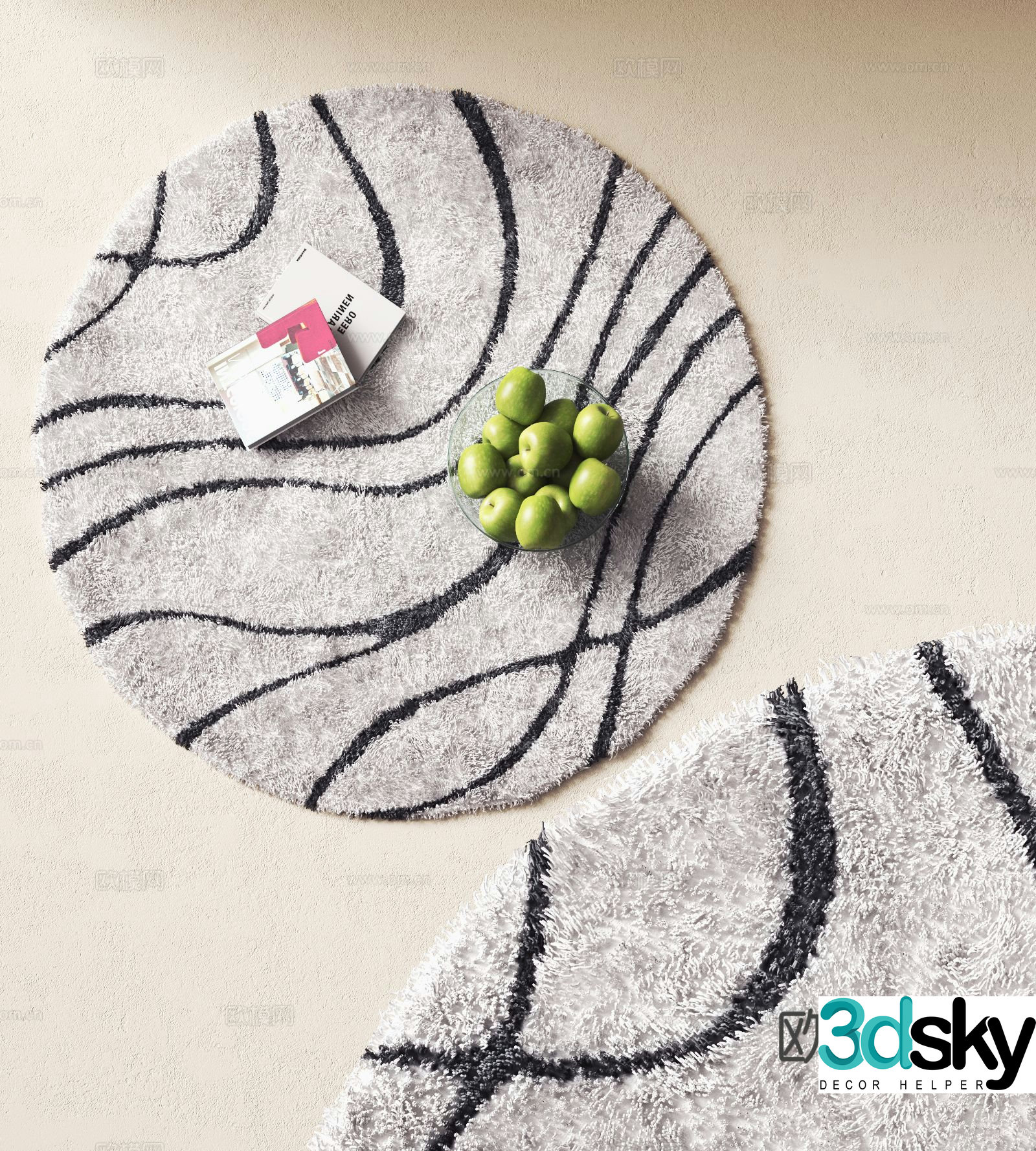 Plush carpet round carpet 3d model