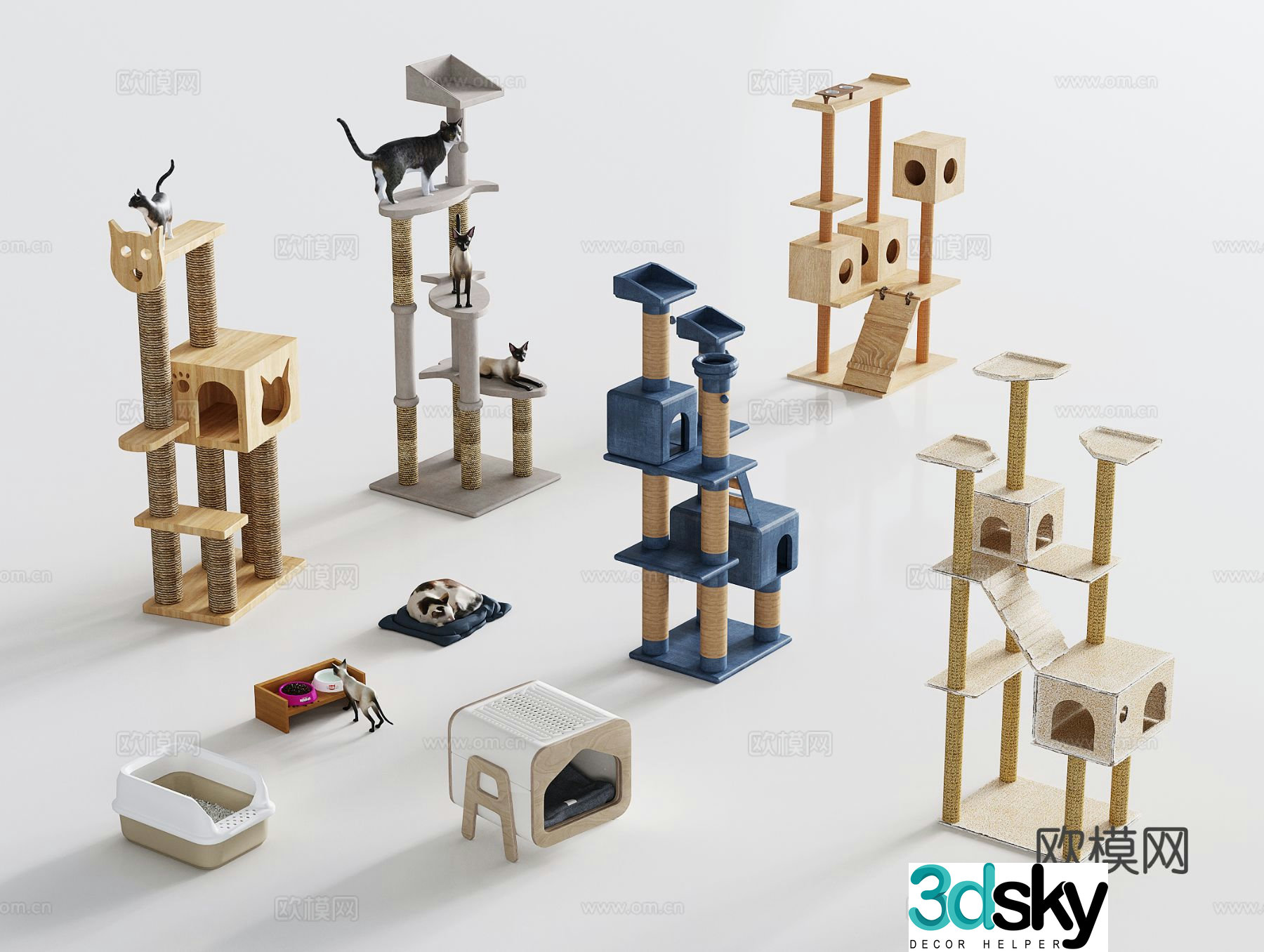 Modern cat climbing frame cat nest pet frame 3D model