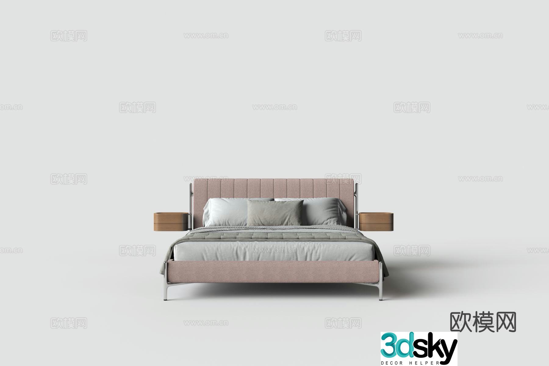 Modern fabric double bed 3d model
