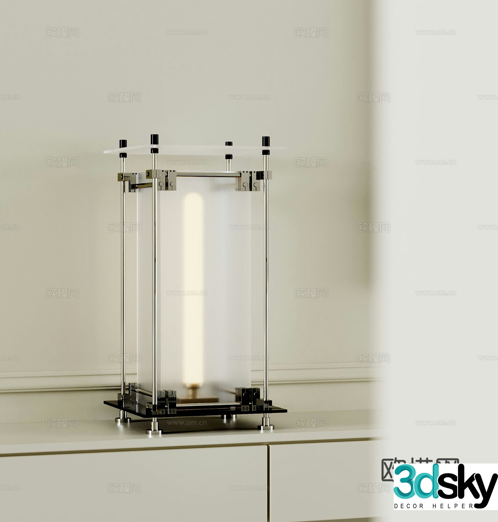 Glass table lamp 3d model