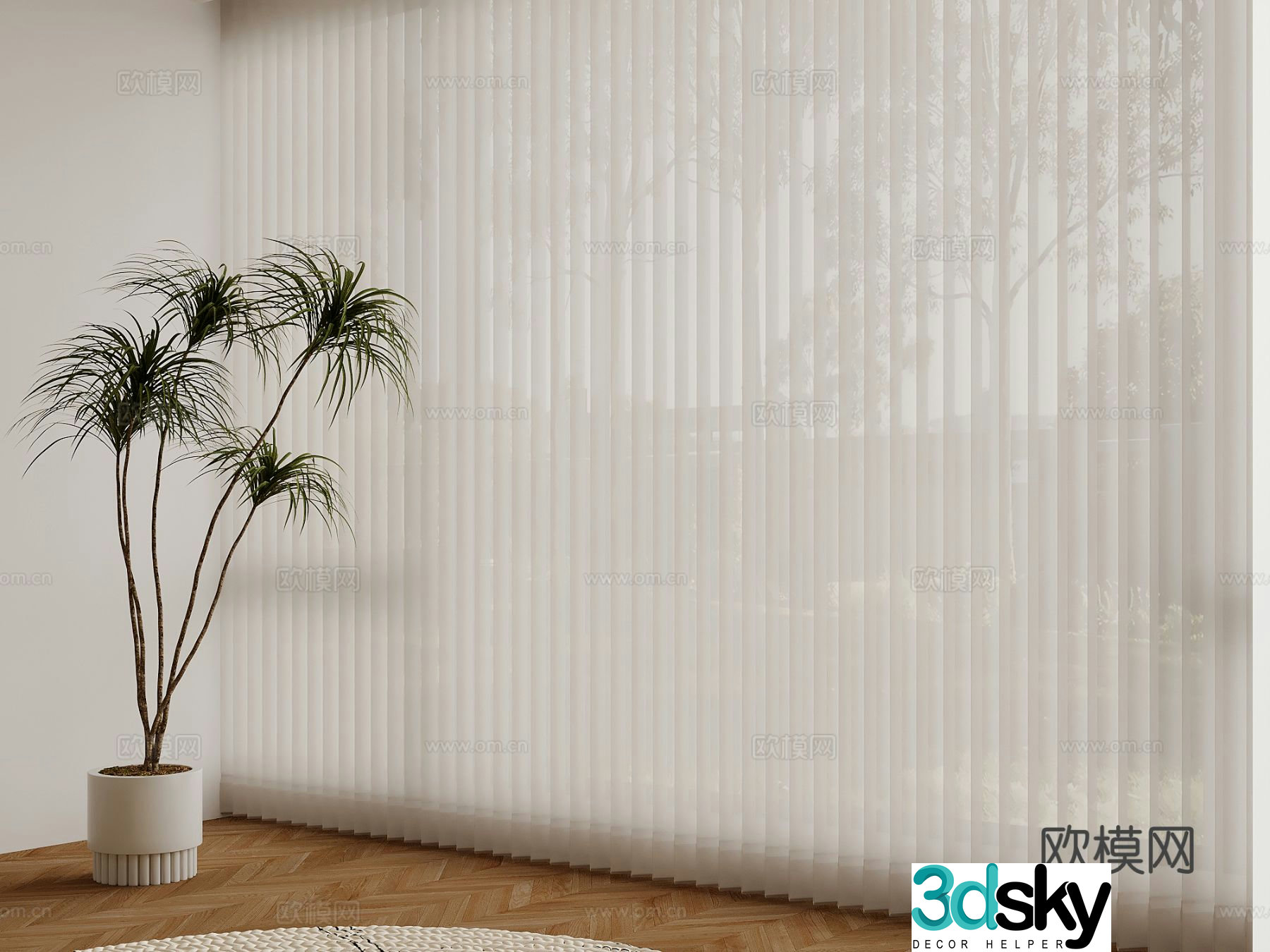 Modern Curtains Fantasy Curtains Venetian Blinds 3d model