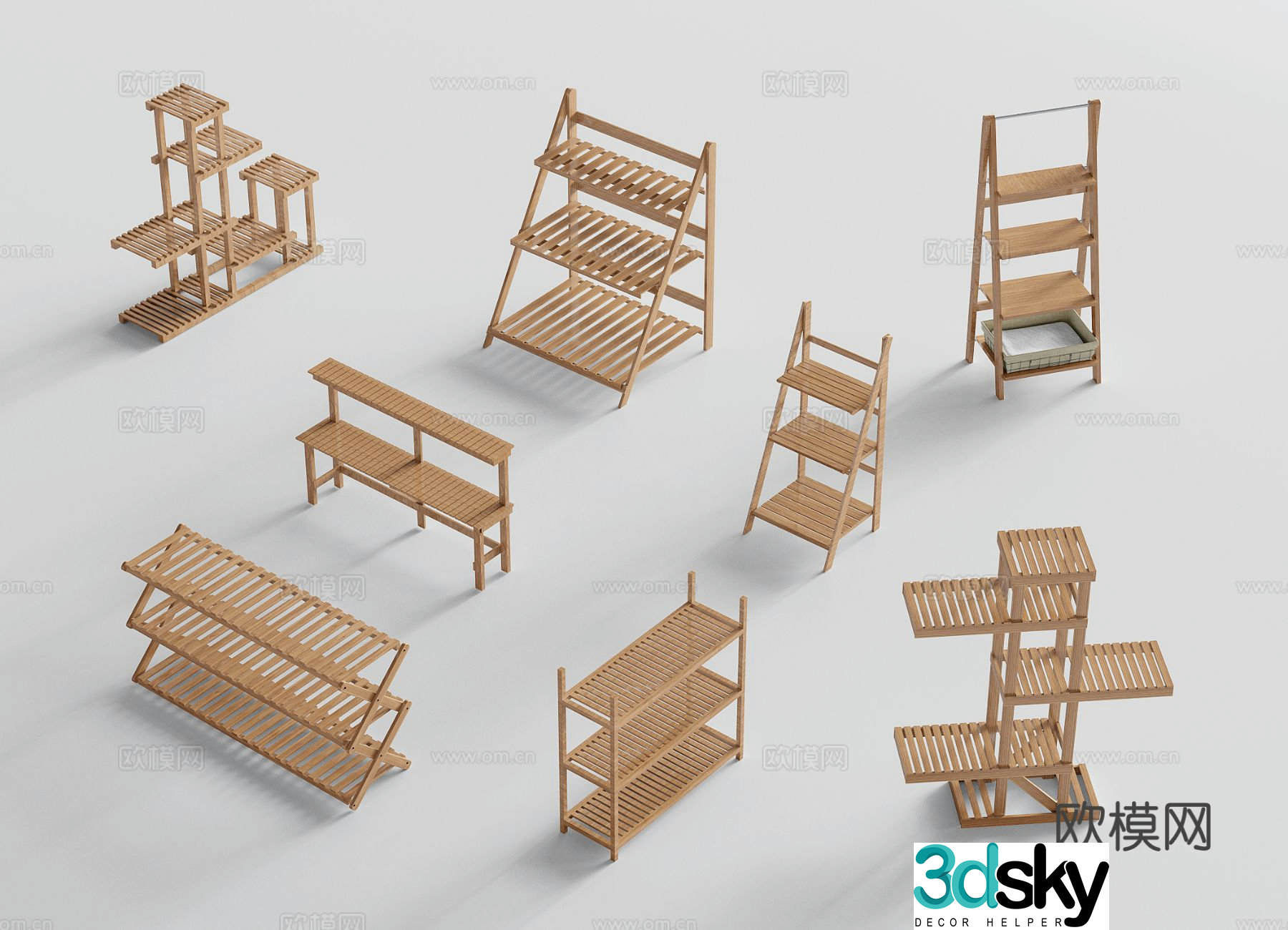 Modern flower rack storage rack 3d model