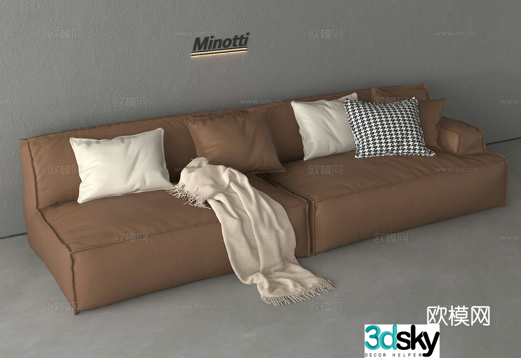 Double sofa upholstered sofa 3d model
