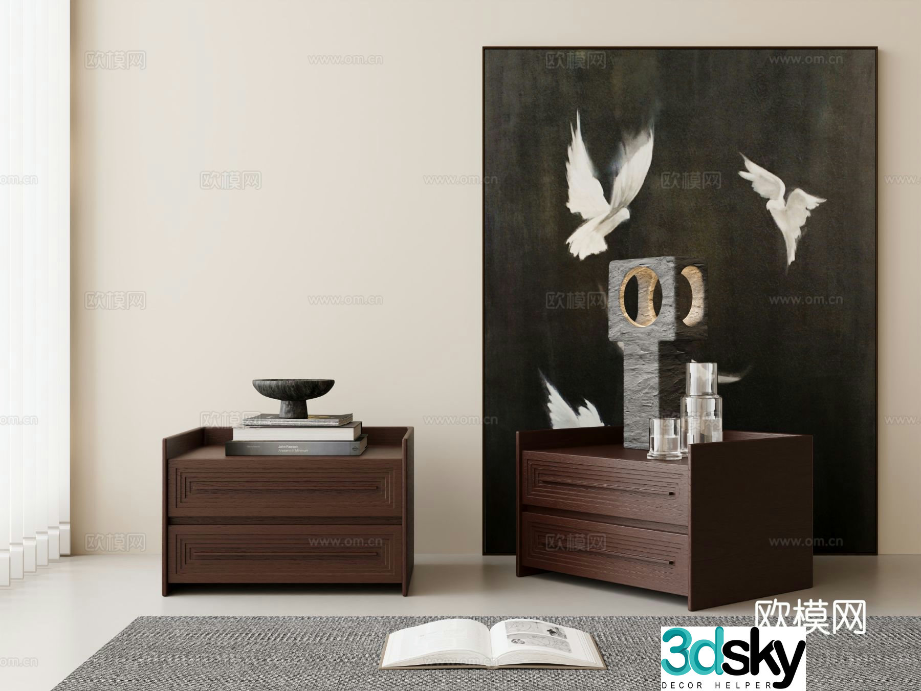 Medieval style bedside table 3d model