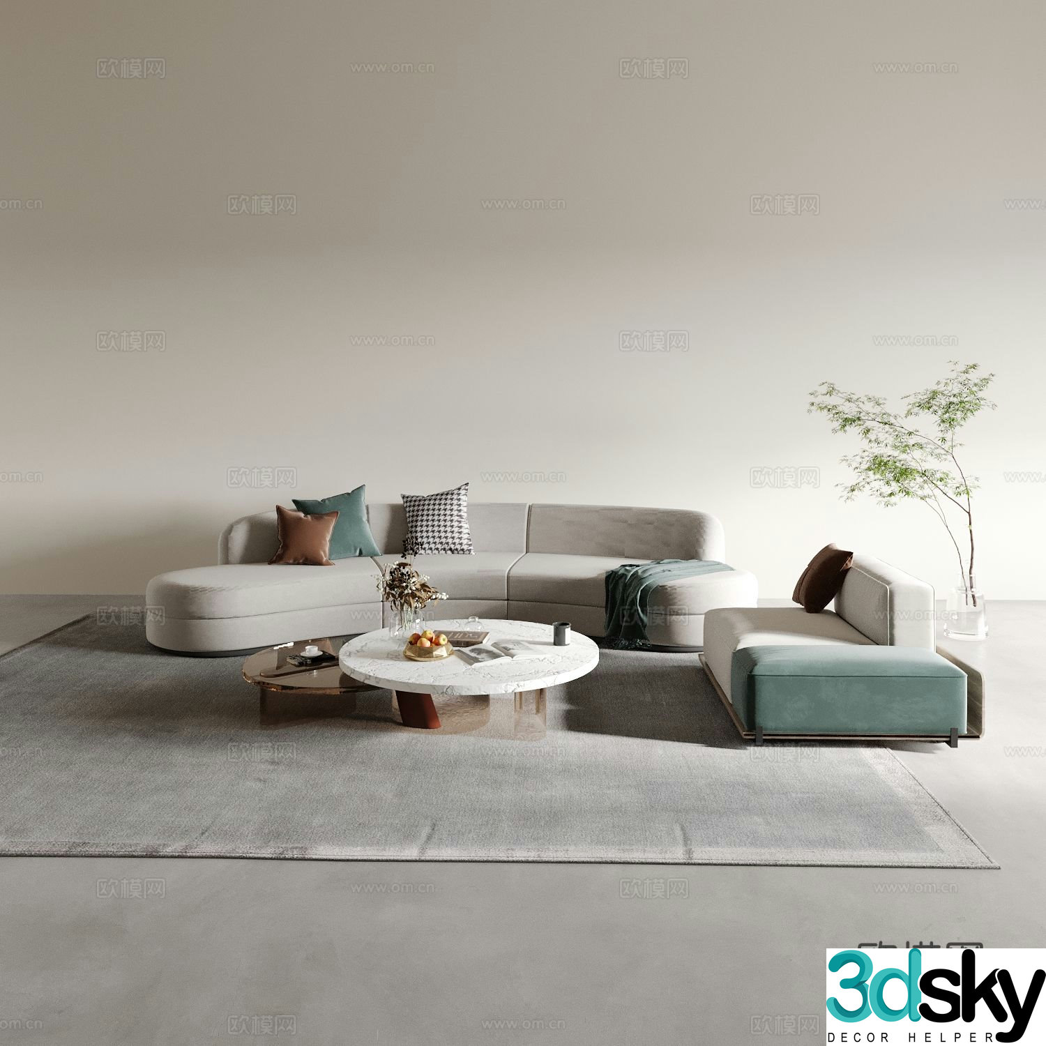 Modern sectional sofa 3d model