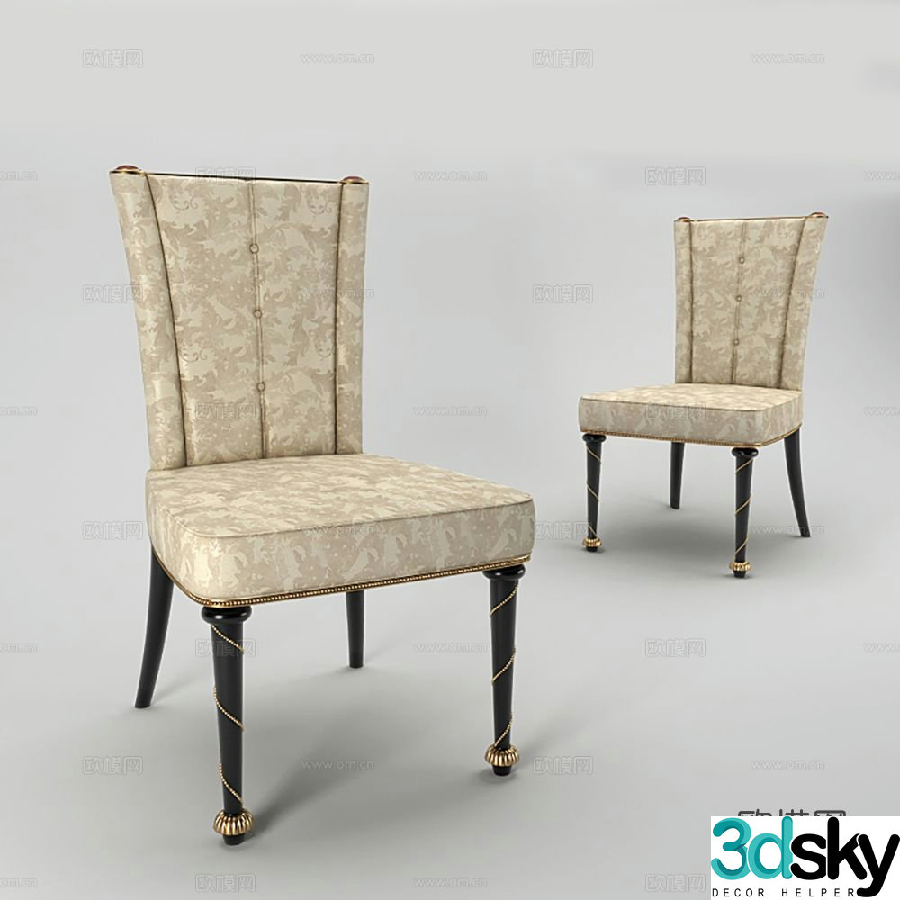 Simple European chair dining chair 3d model