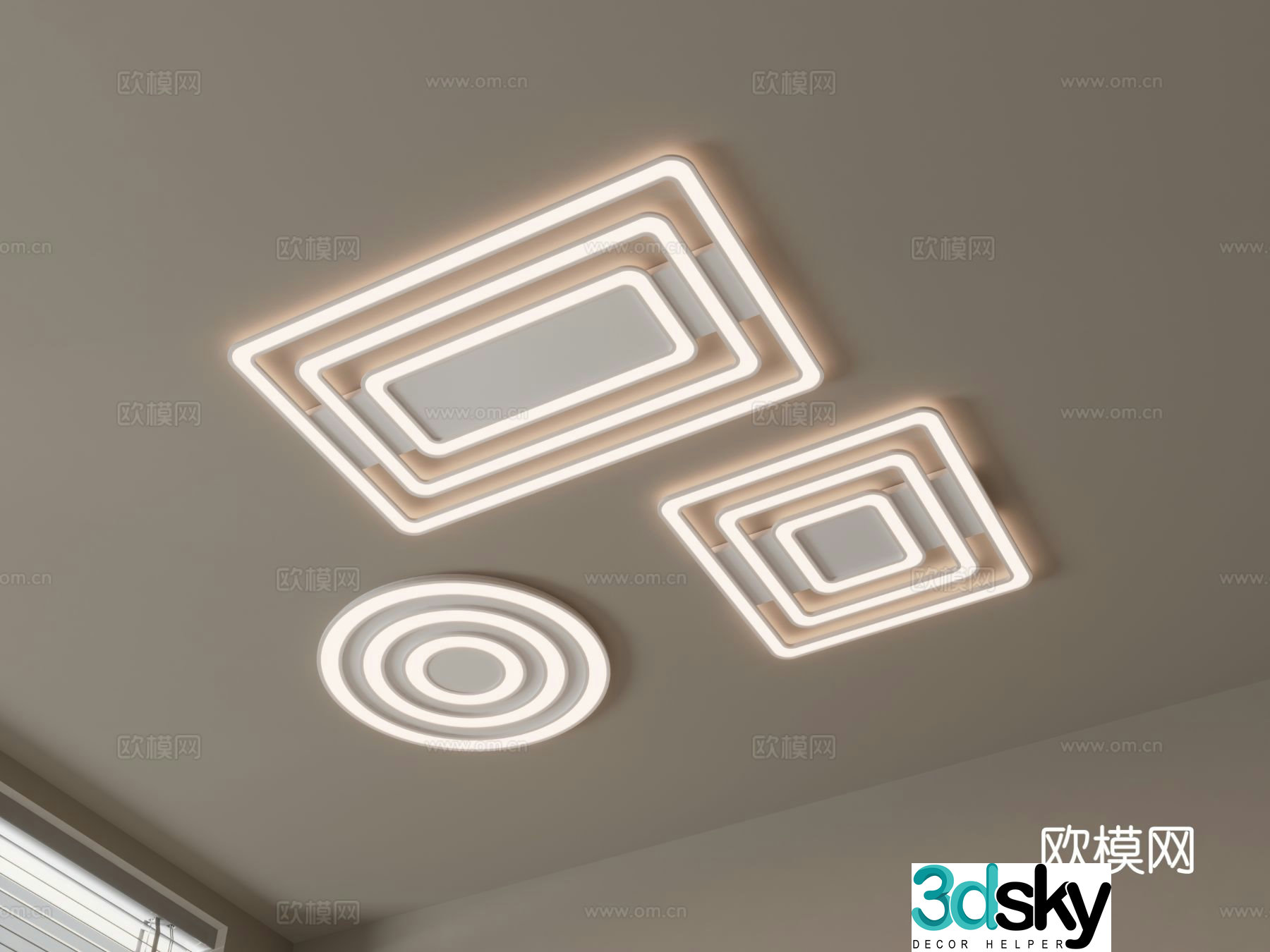 Geometric ceiling lamp bedroom lamp 3d model