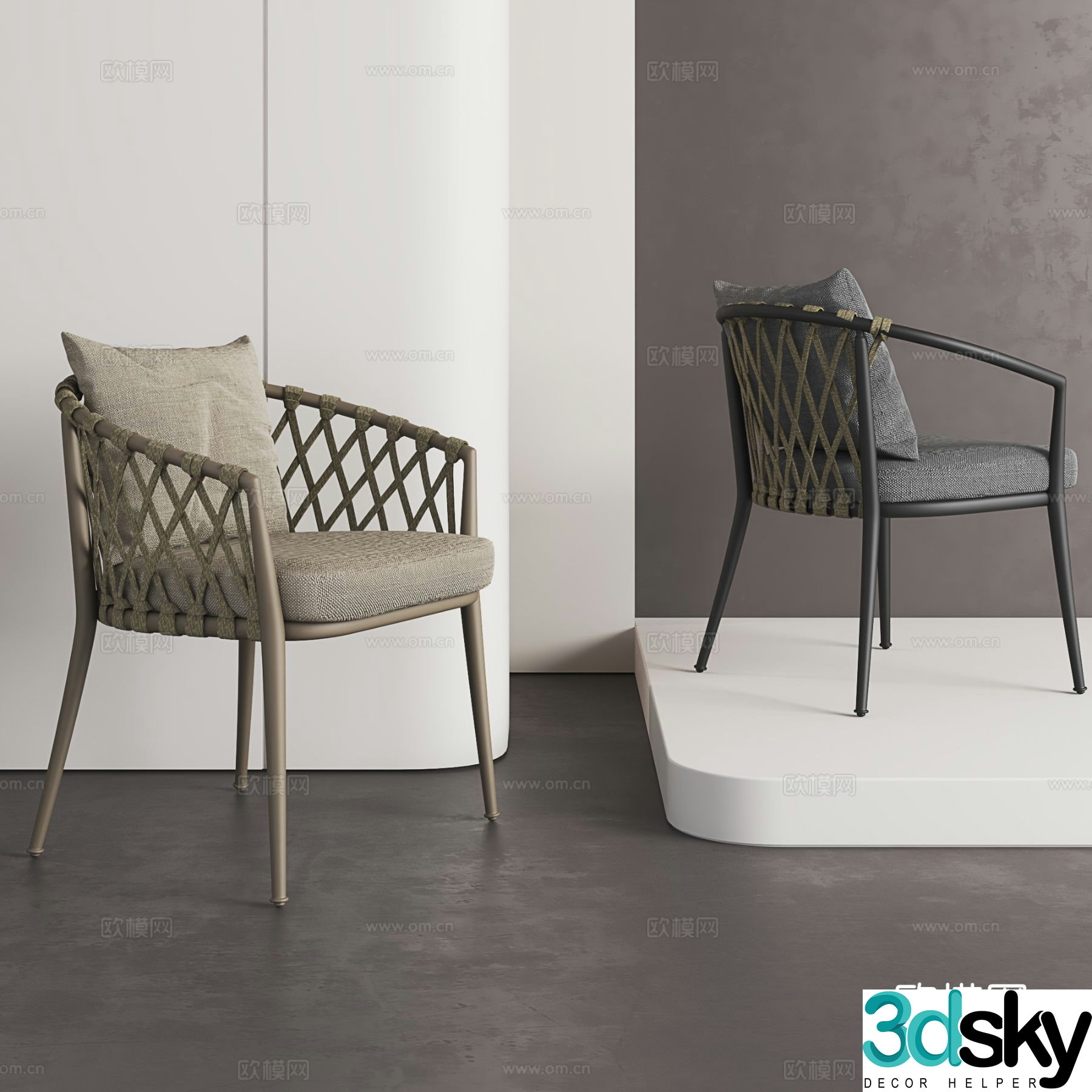 Nordic chair outdoor chair dining chair 3d model