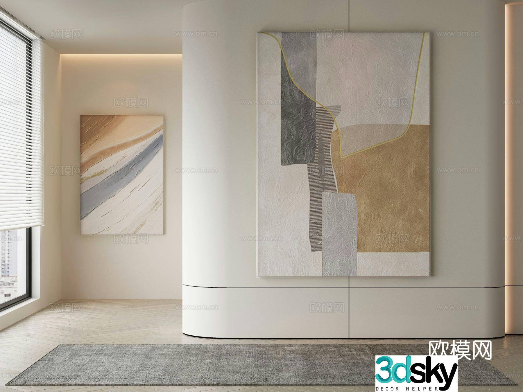 Modern texture painting decorative painting 3d model