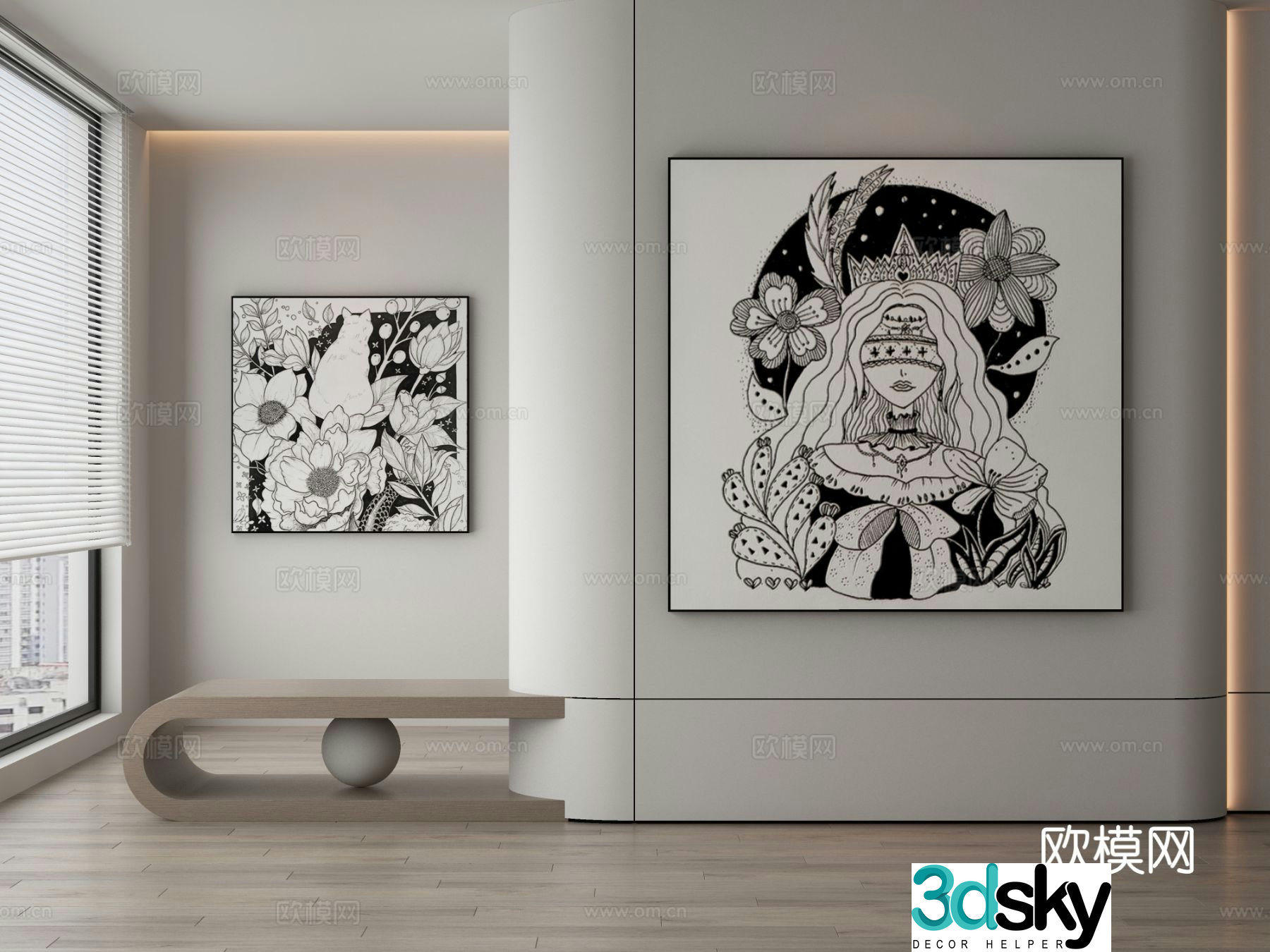 Modern decorative painting comic style hand painting 3d model