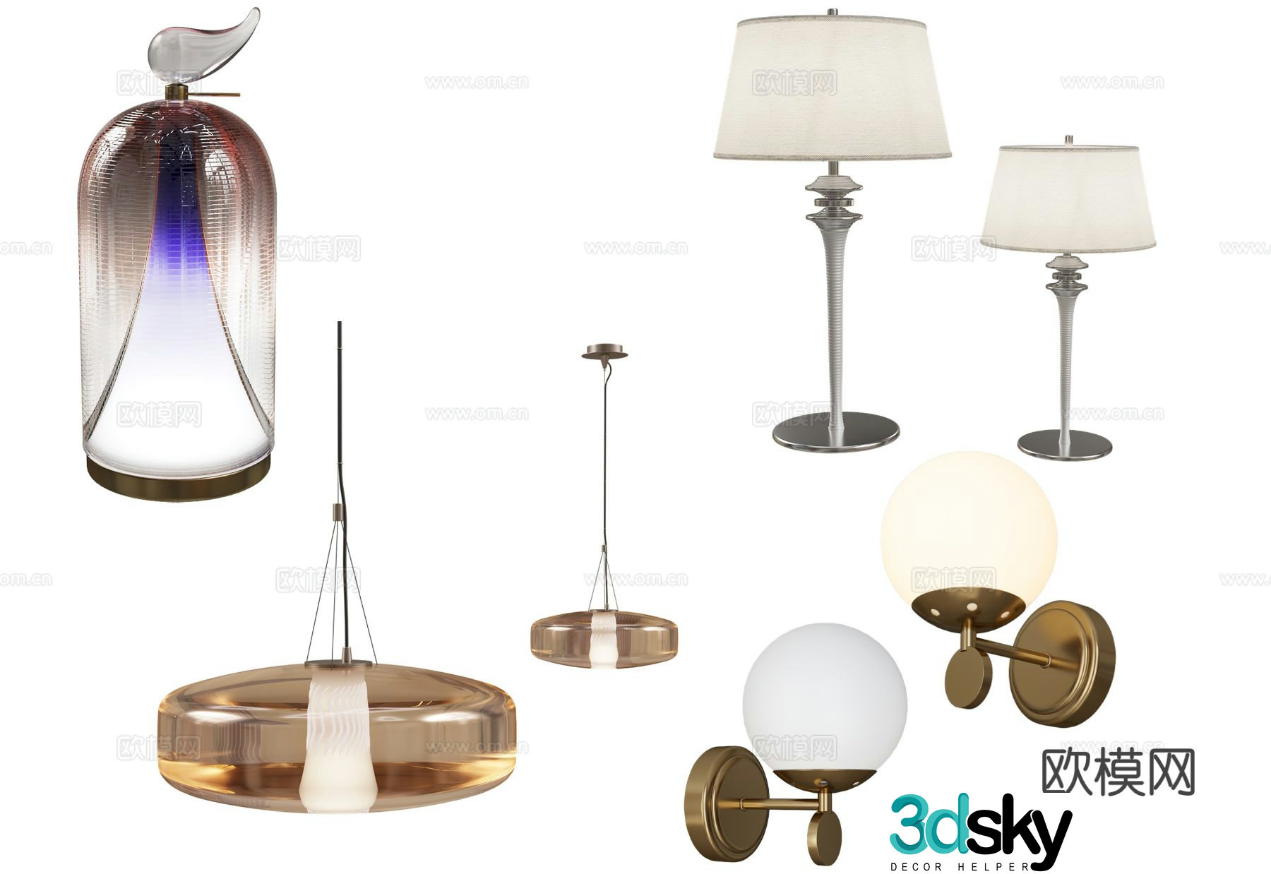 European style chandelier glass chandelier 3d model