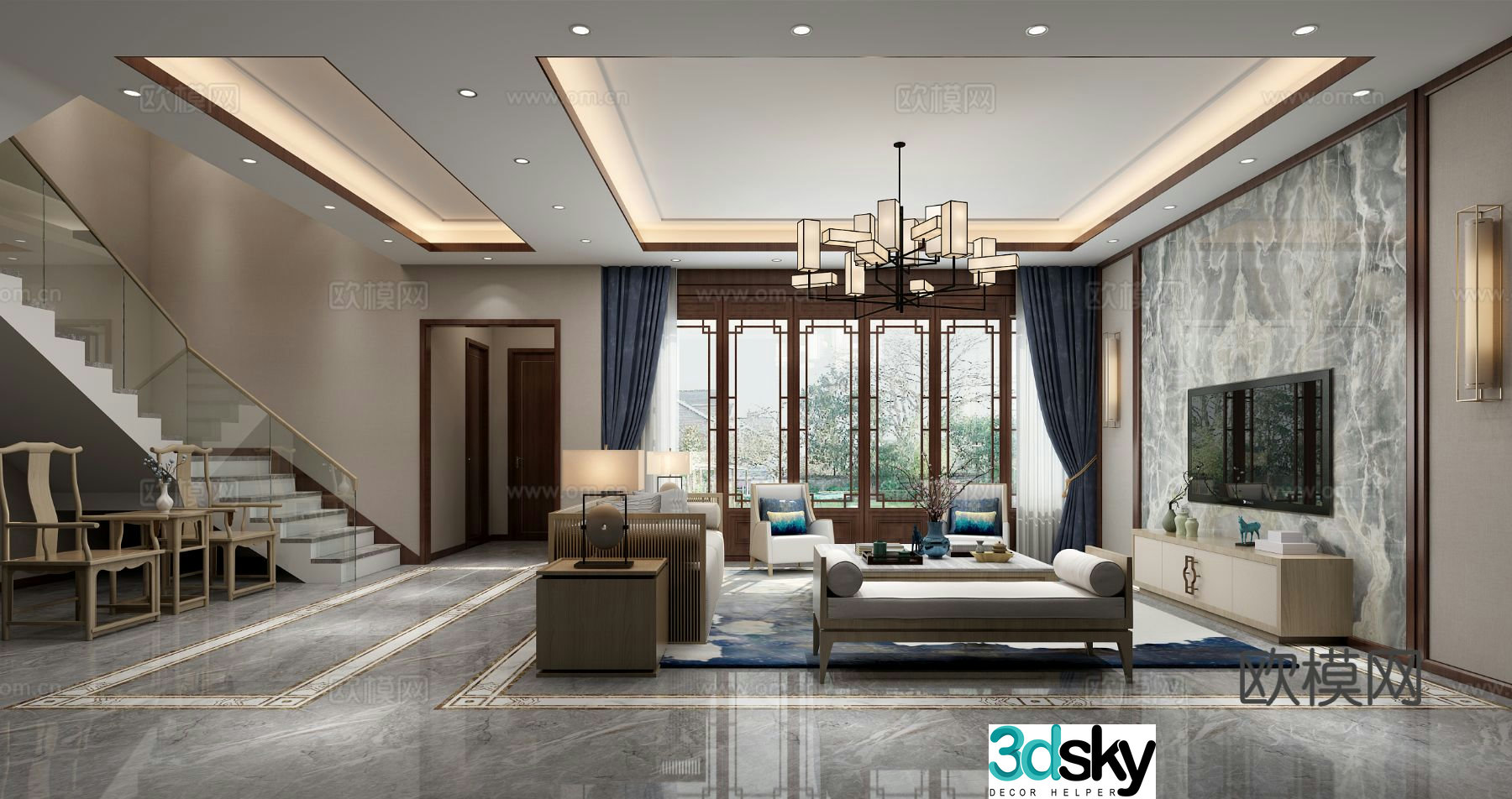 New Chinese style living room 3d model