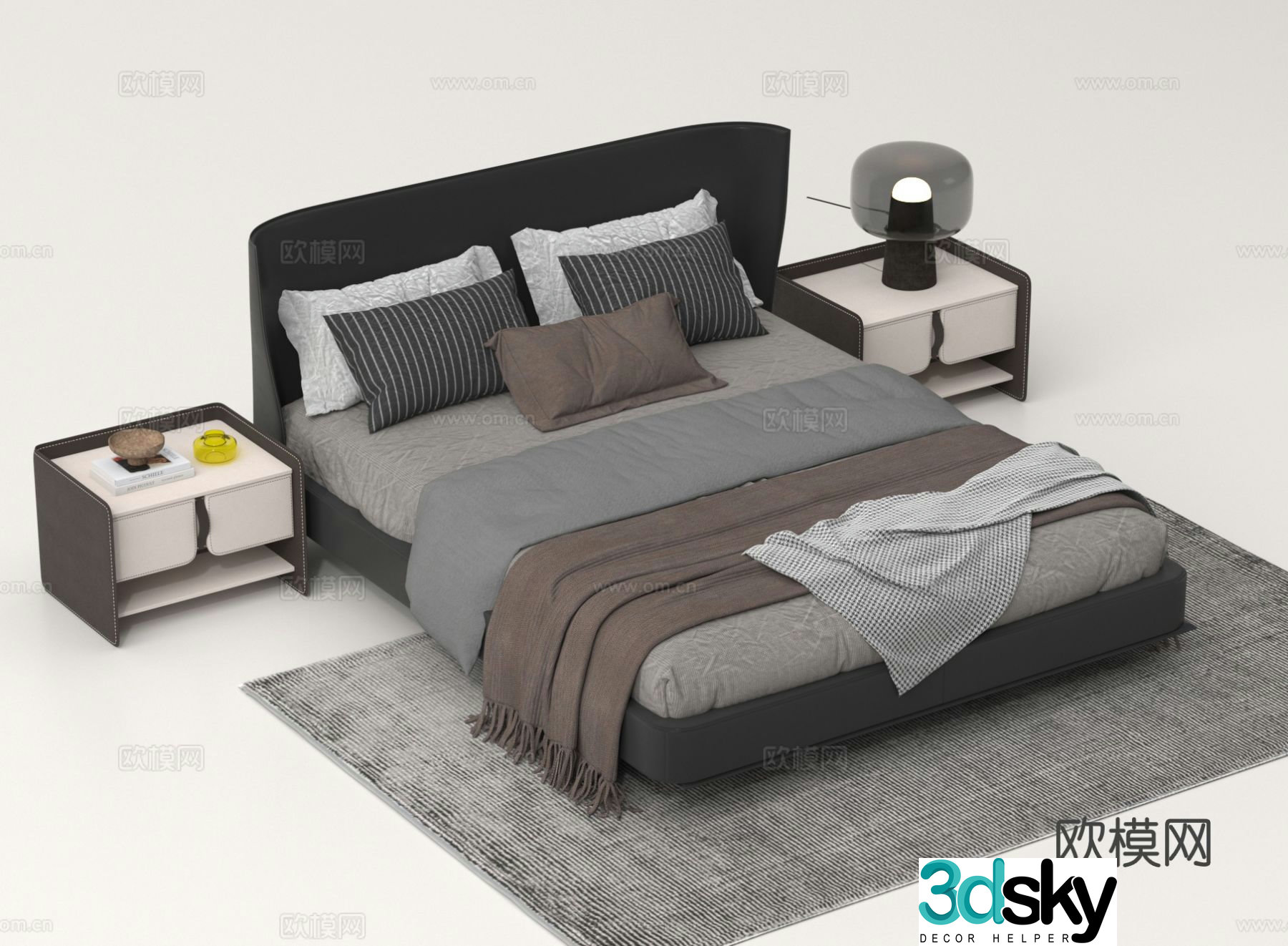 Modern double bed 3d model