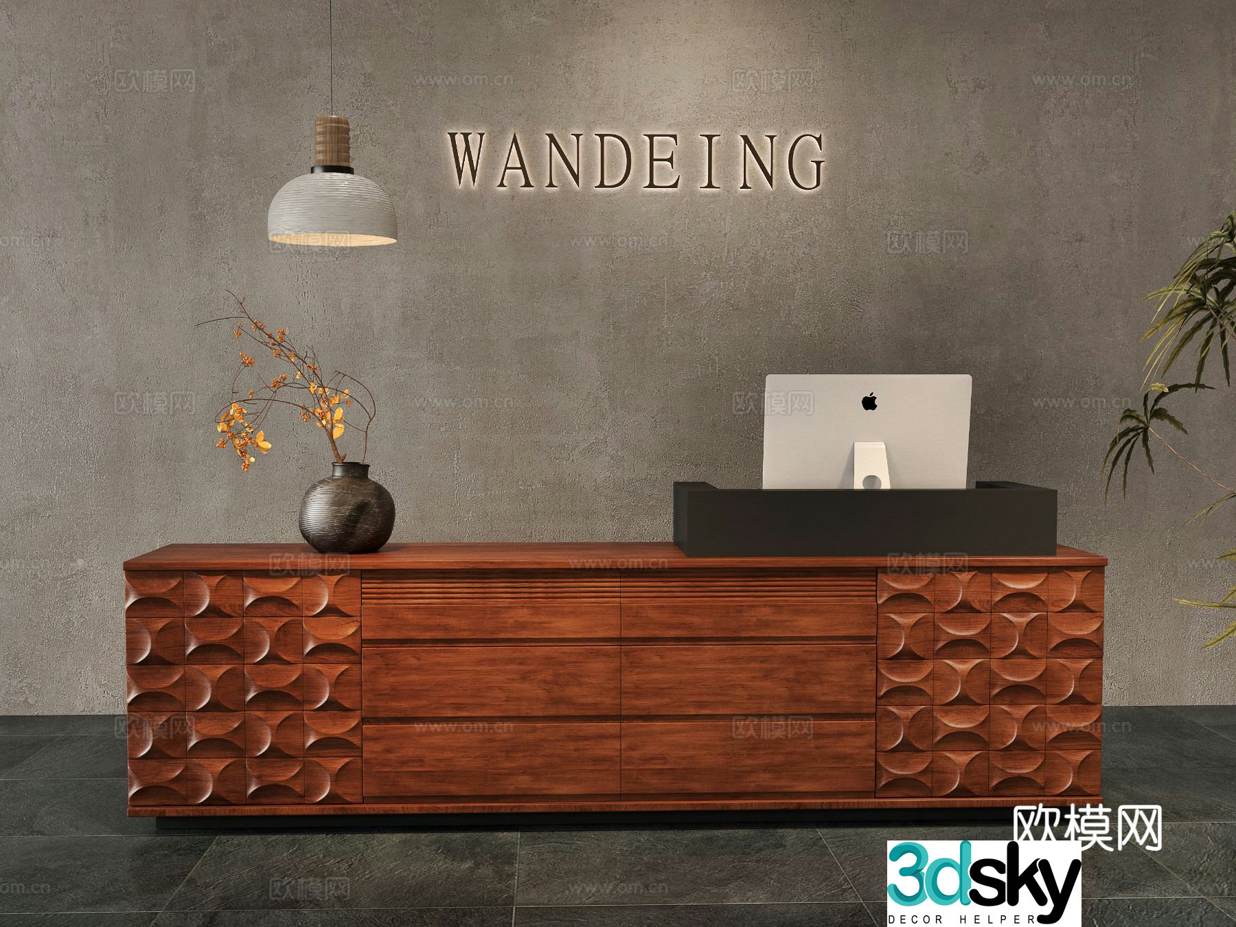 Medieval style front desk cashier reception desk beauty salon front desk 3D model