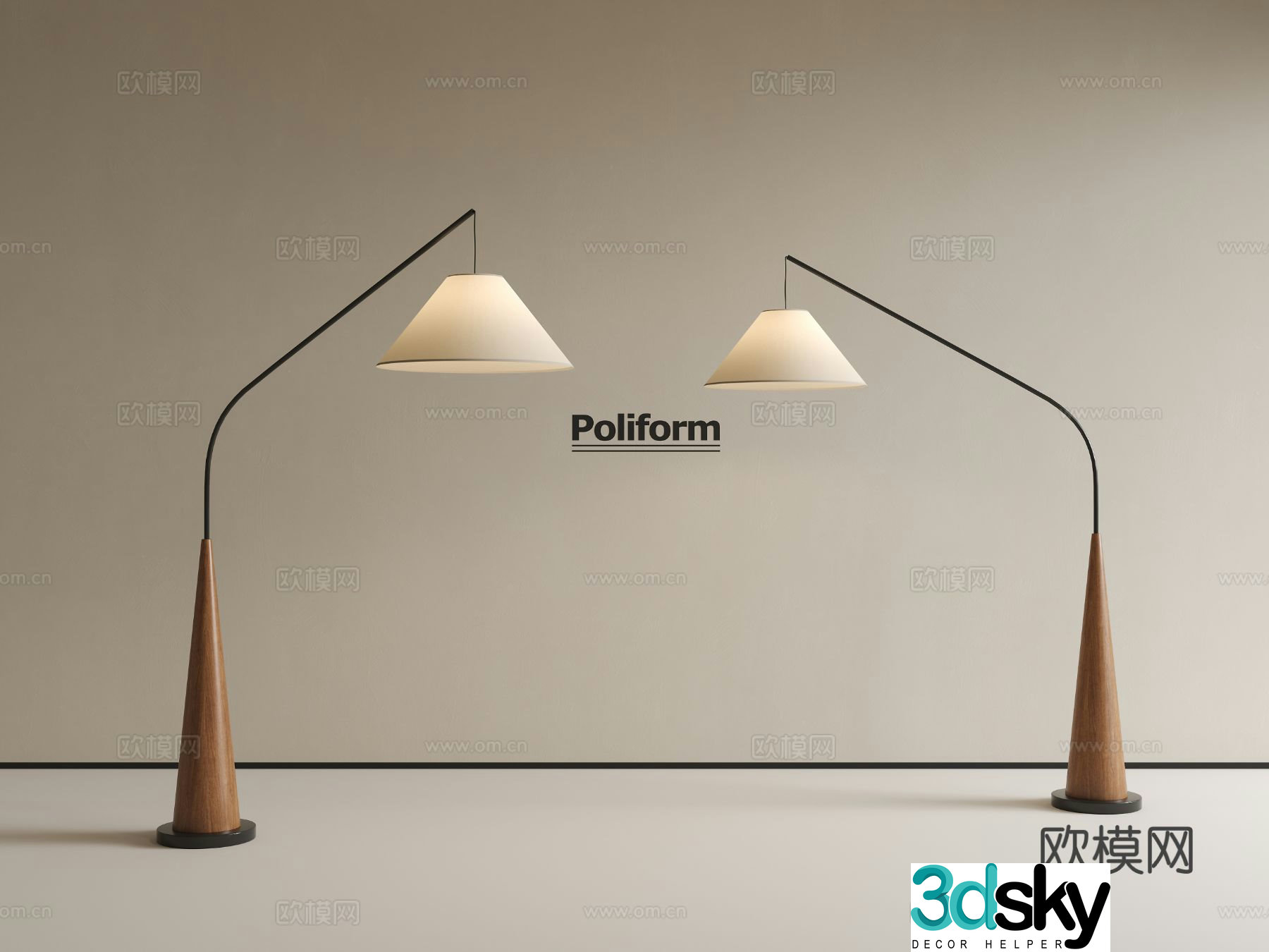 Medieval style floor lamp fishing lamp 3d model