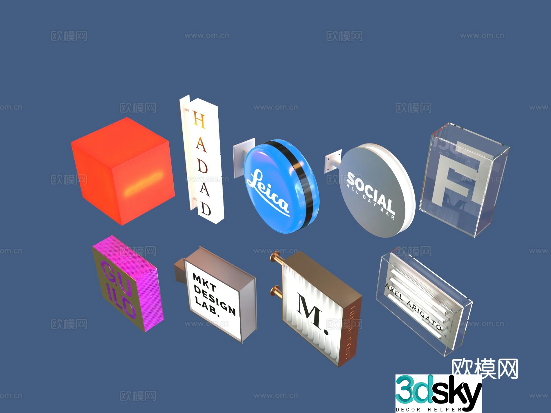 Side sign light box shop side sign 3D model