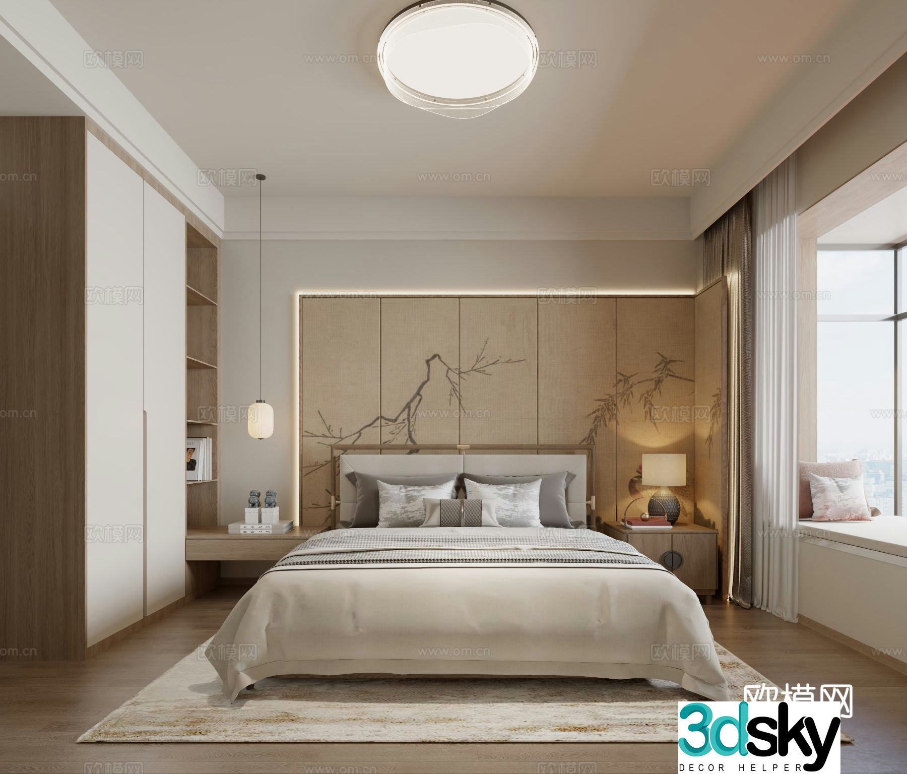 New Chinese style bedroom master bedroom 3d model