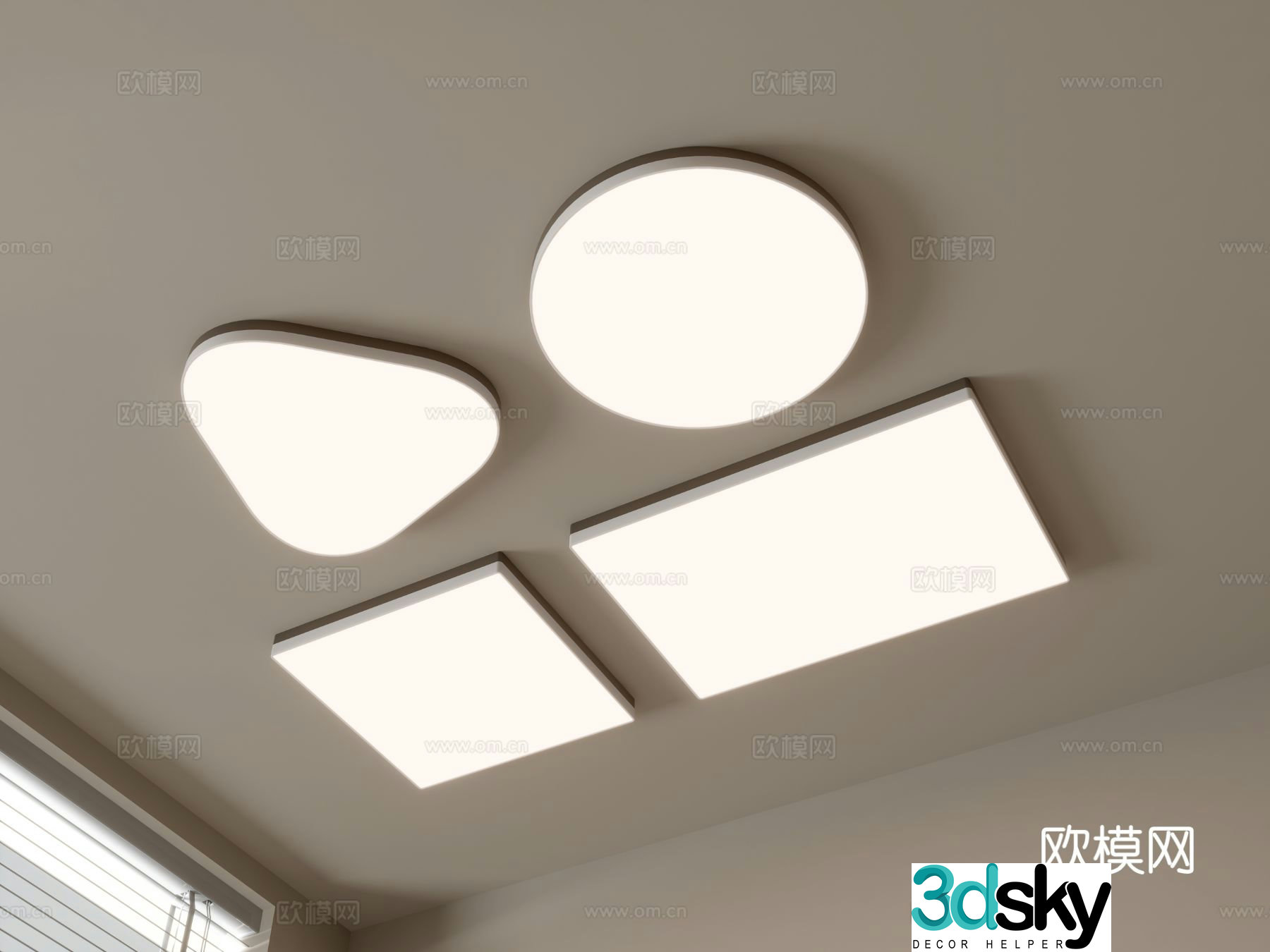 Geometric ceiling lamp bedroom lamp 3d model