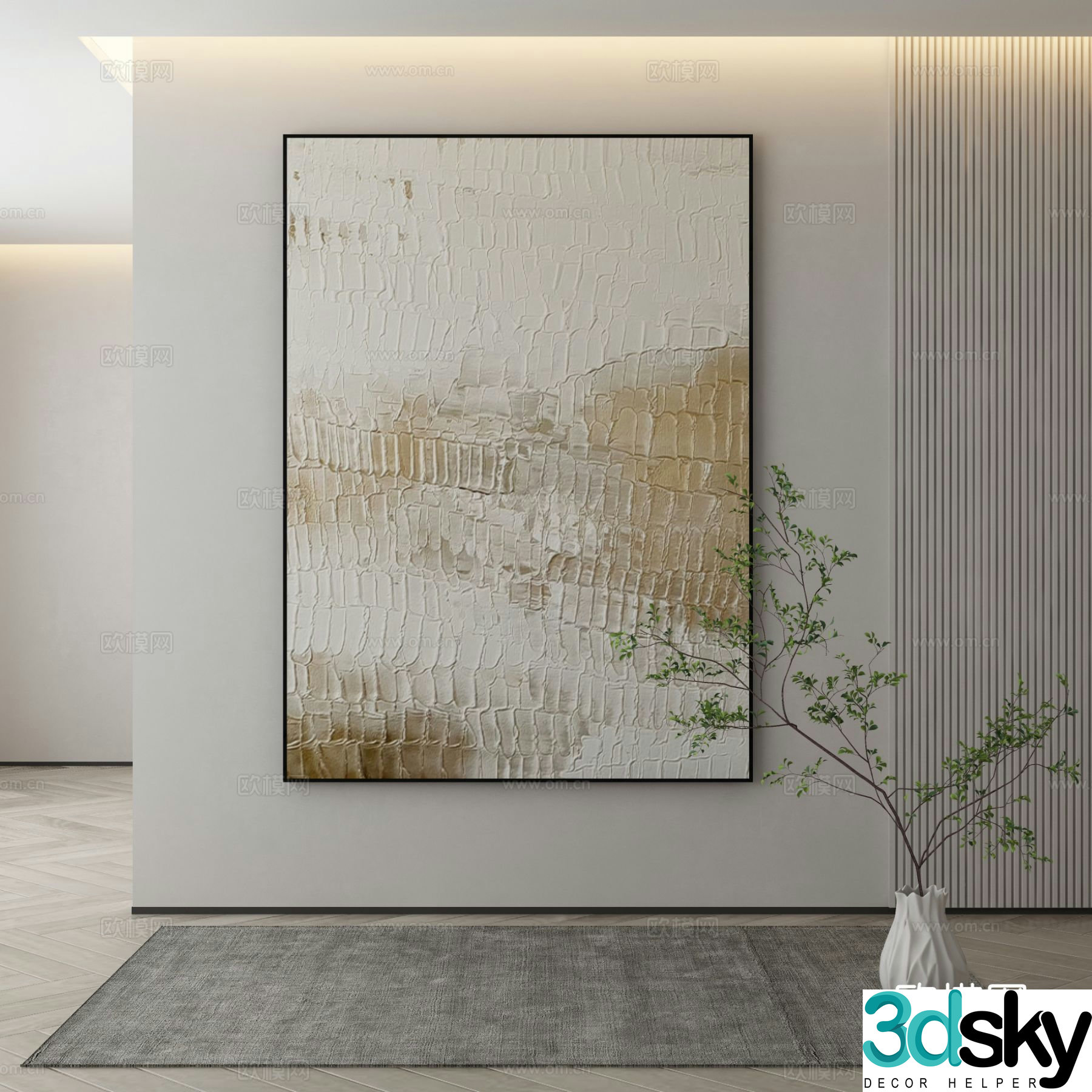Modern decorative painting texture painting abstract painting 3d model