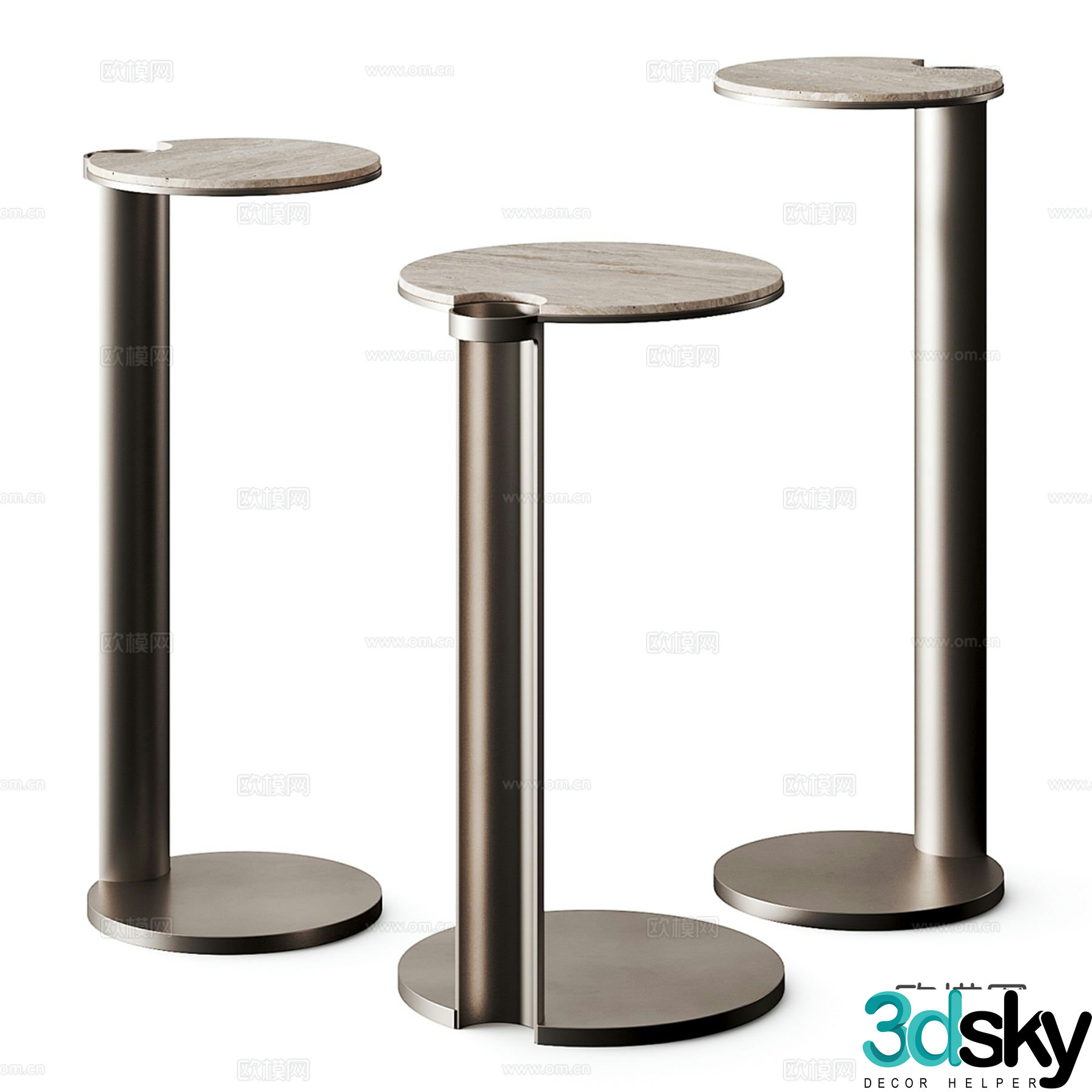 Modern side table corner table round table 3D model