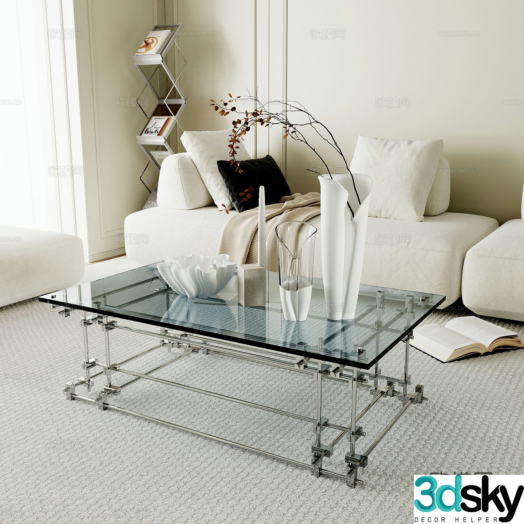 Modern glass coffee table 3d model