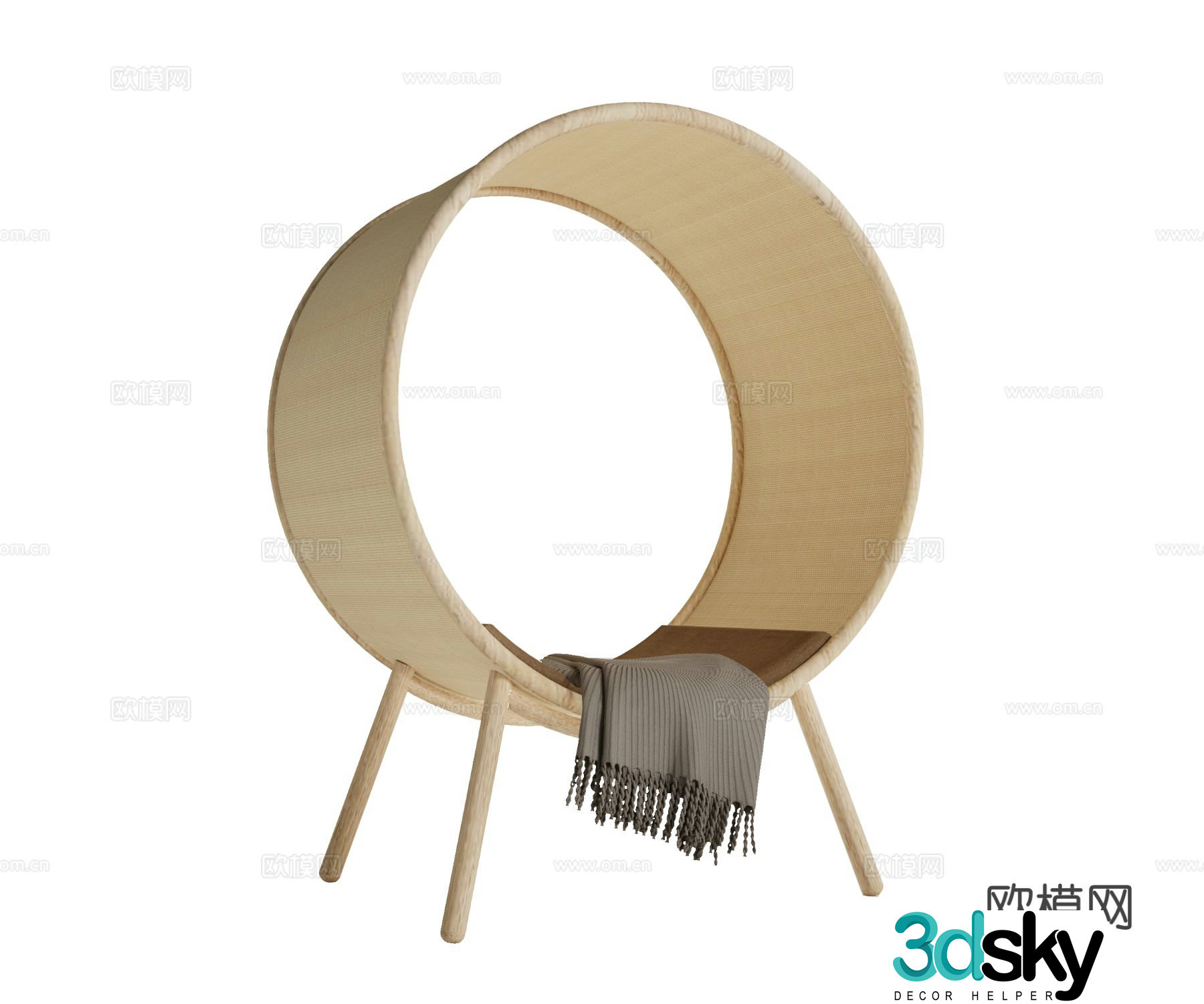 Nordic chair round leisure chair 3d model