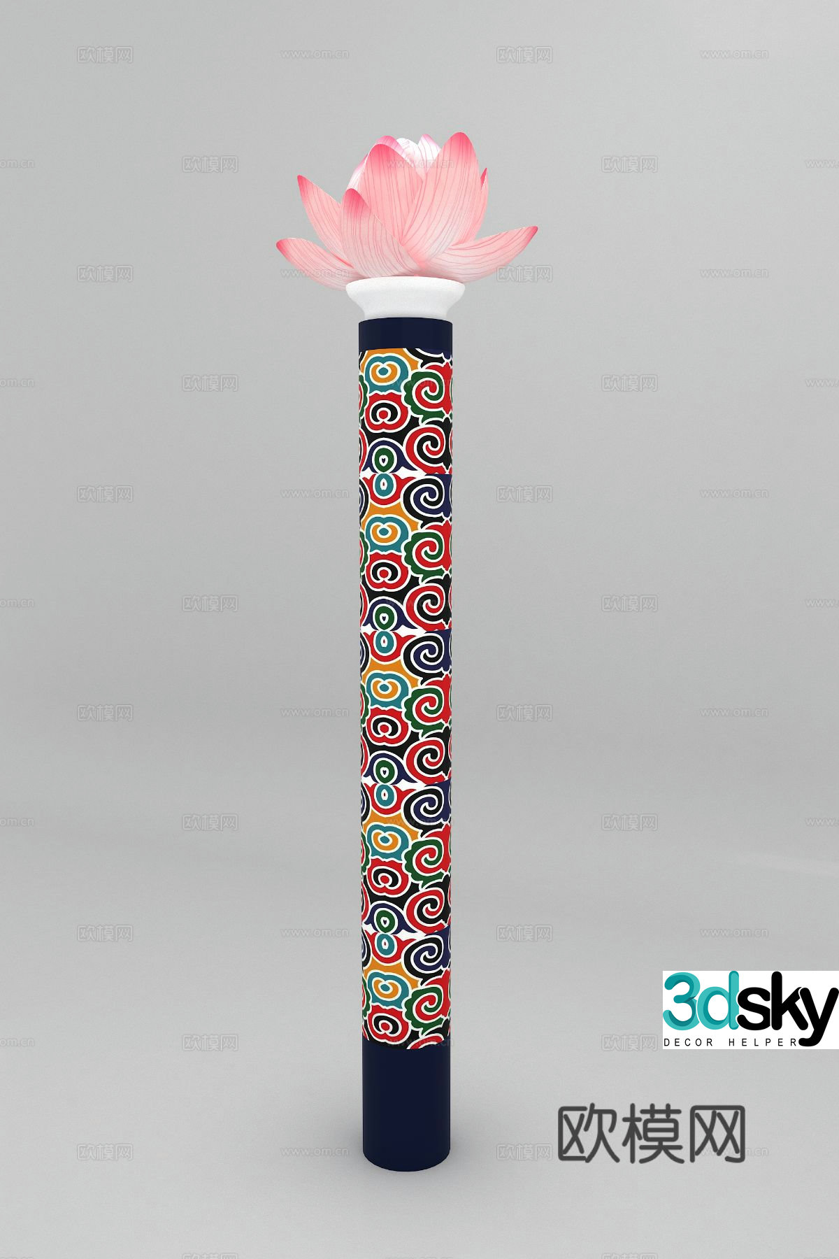 Chinese lotus street lamp outdoor lamp 3d model