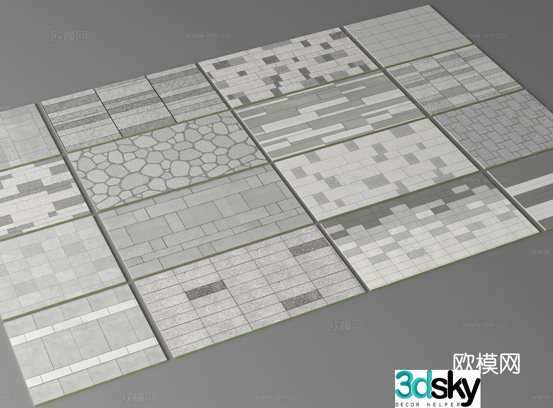 Ground paving square paving landscape paving walking board 3D model