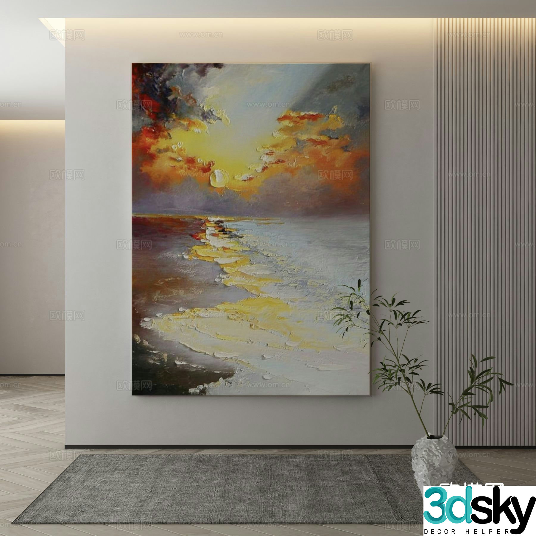 Modern texture painting decorative painting 3d model