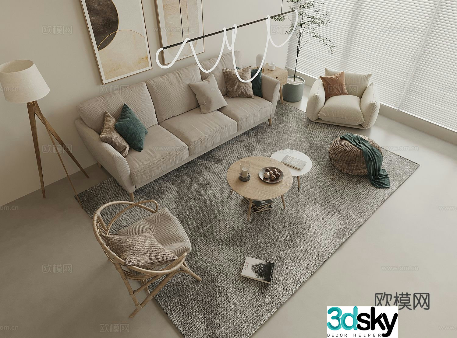 Nordic modular sofa 3d model